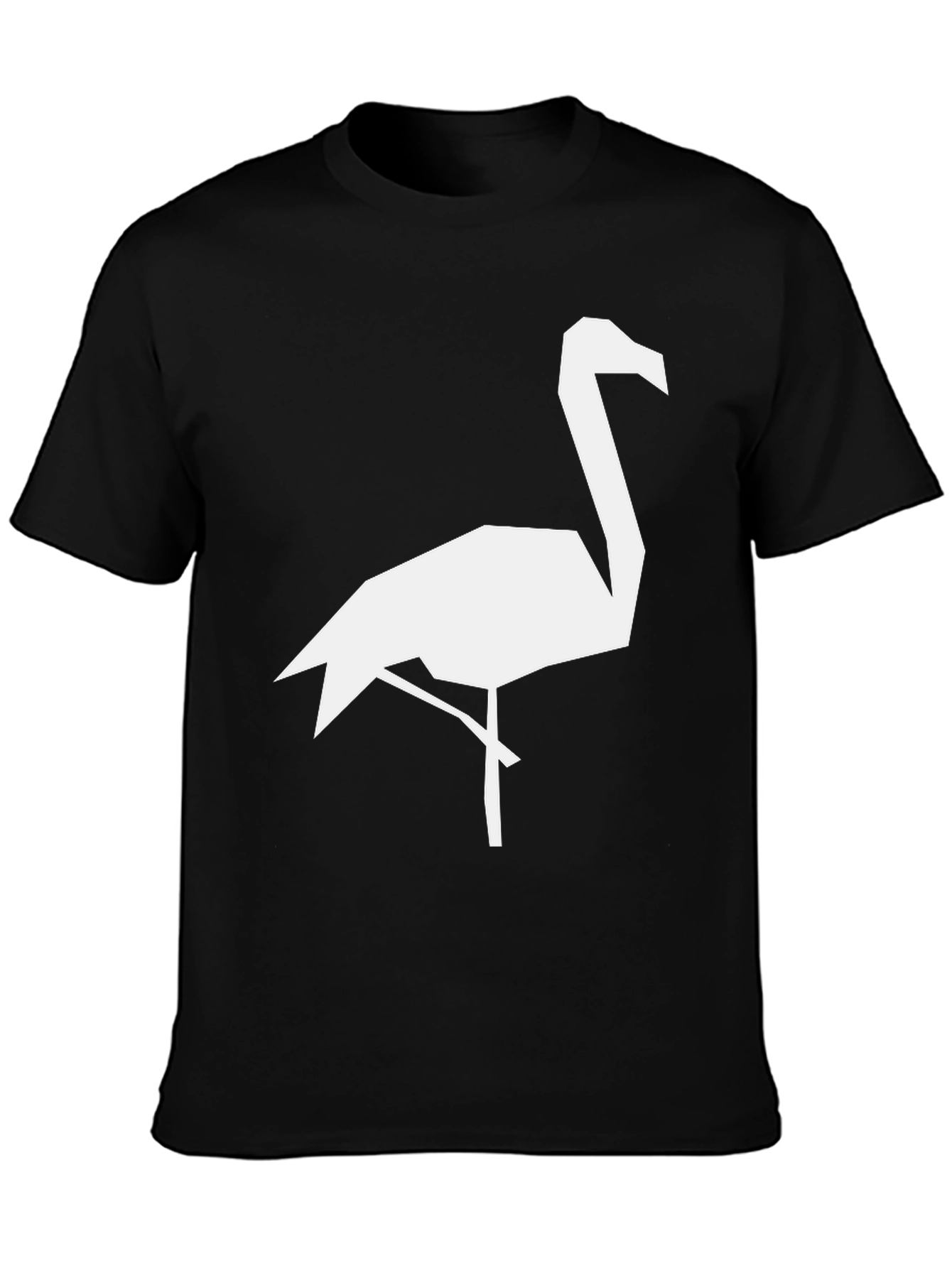 Geometric Flamingo Graphic Tee - Black