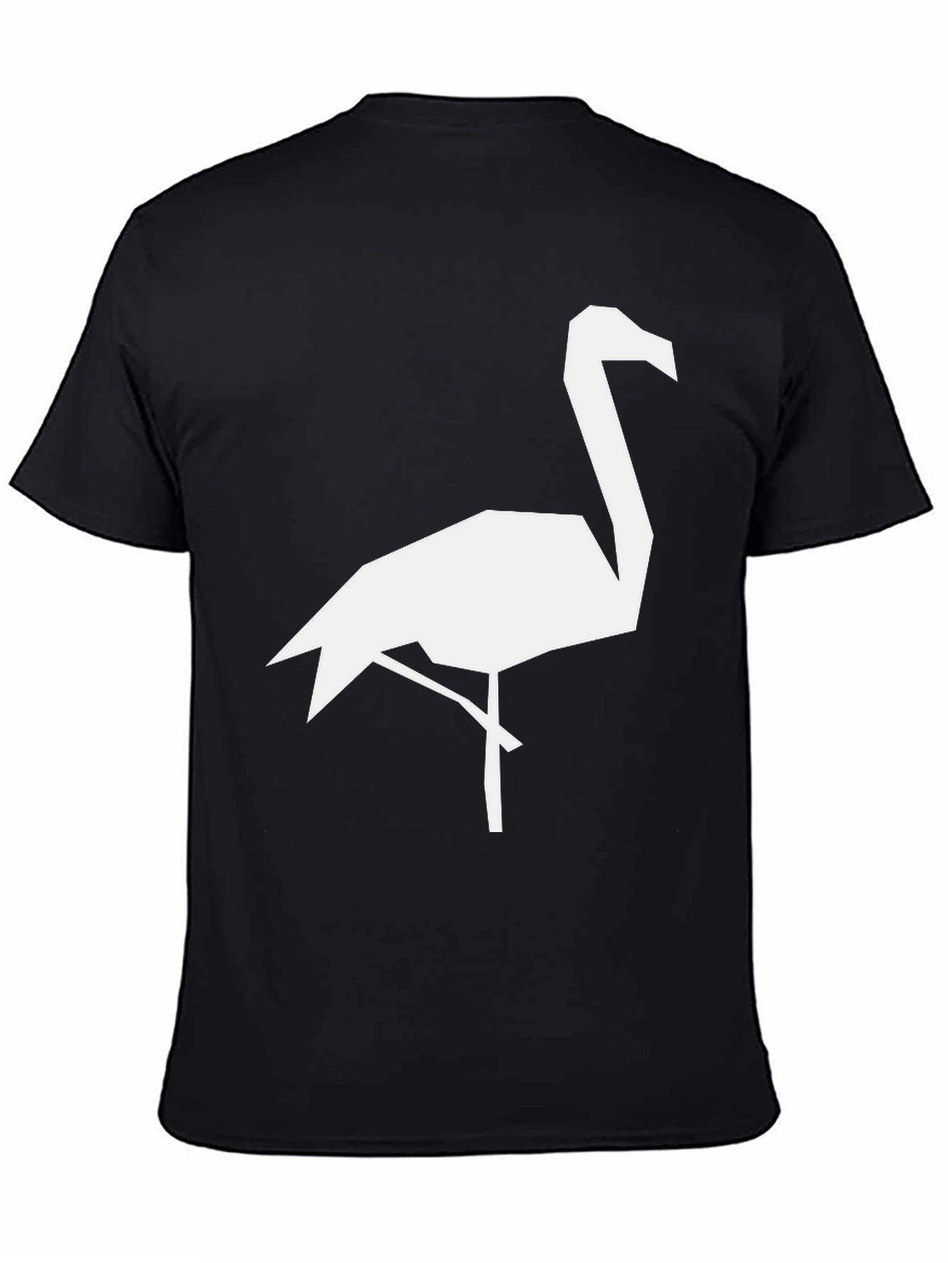 Geometric Flamingo Graphic Tee - Black