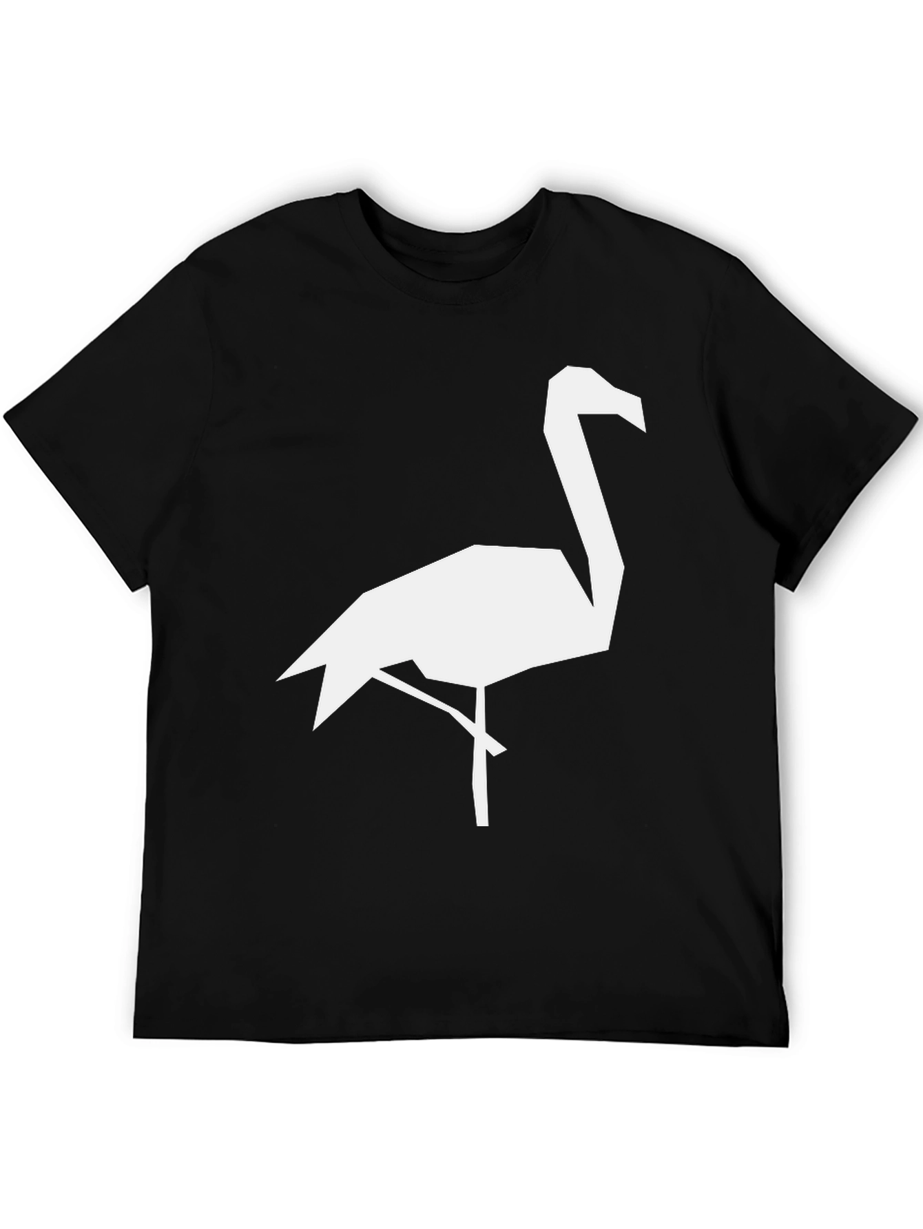 Geometric Flamingo Graphic Tee - Black