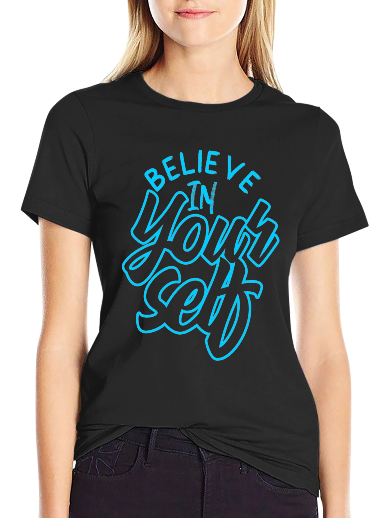 Believe in Yourself Graphic Black T-Shirt