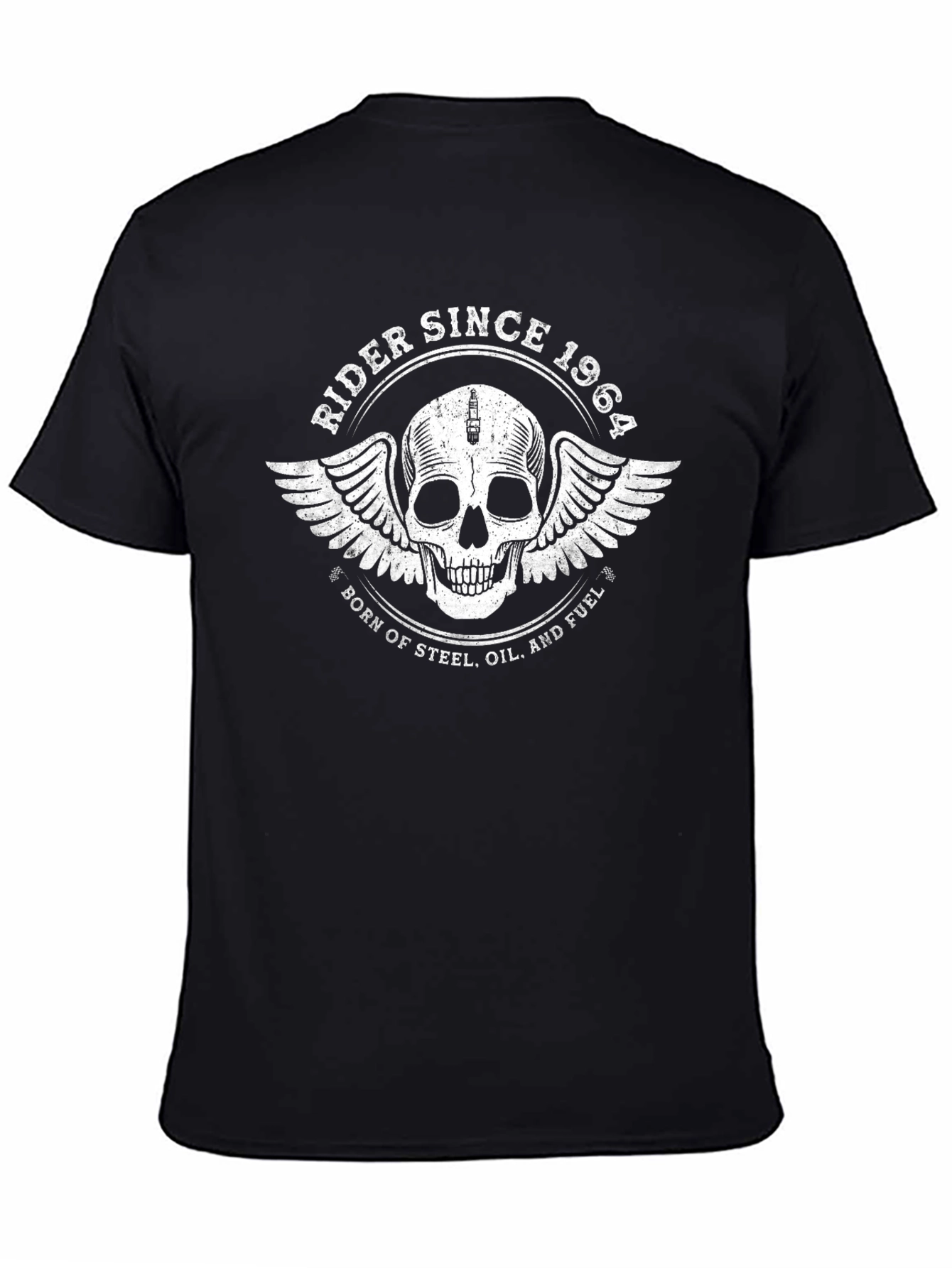 Rider Since 1964 Skull Graphic Tee - Black Cotton