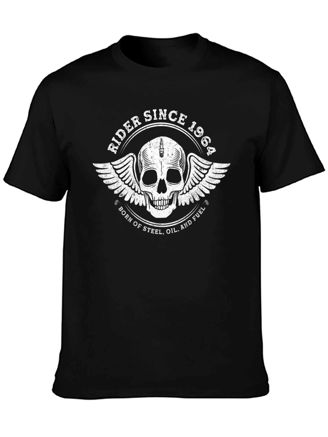 Rider Since 1964 Skull Graphic Tee - Black Cotton