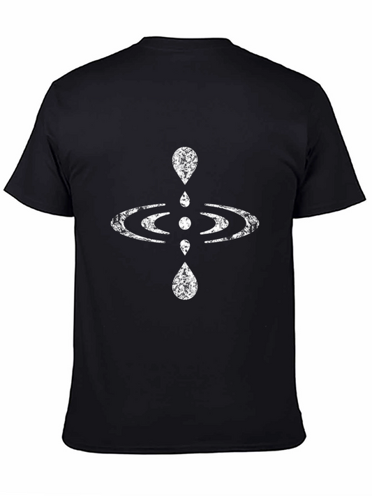 Mens Black Graphic Tee - Water Drop Ripple Design