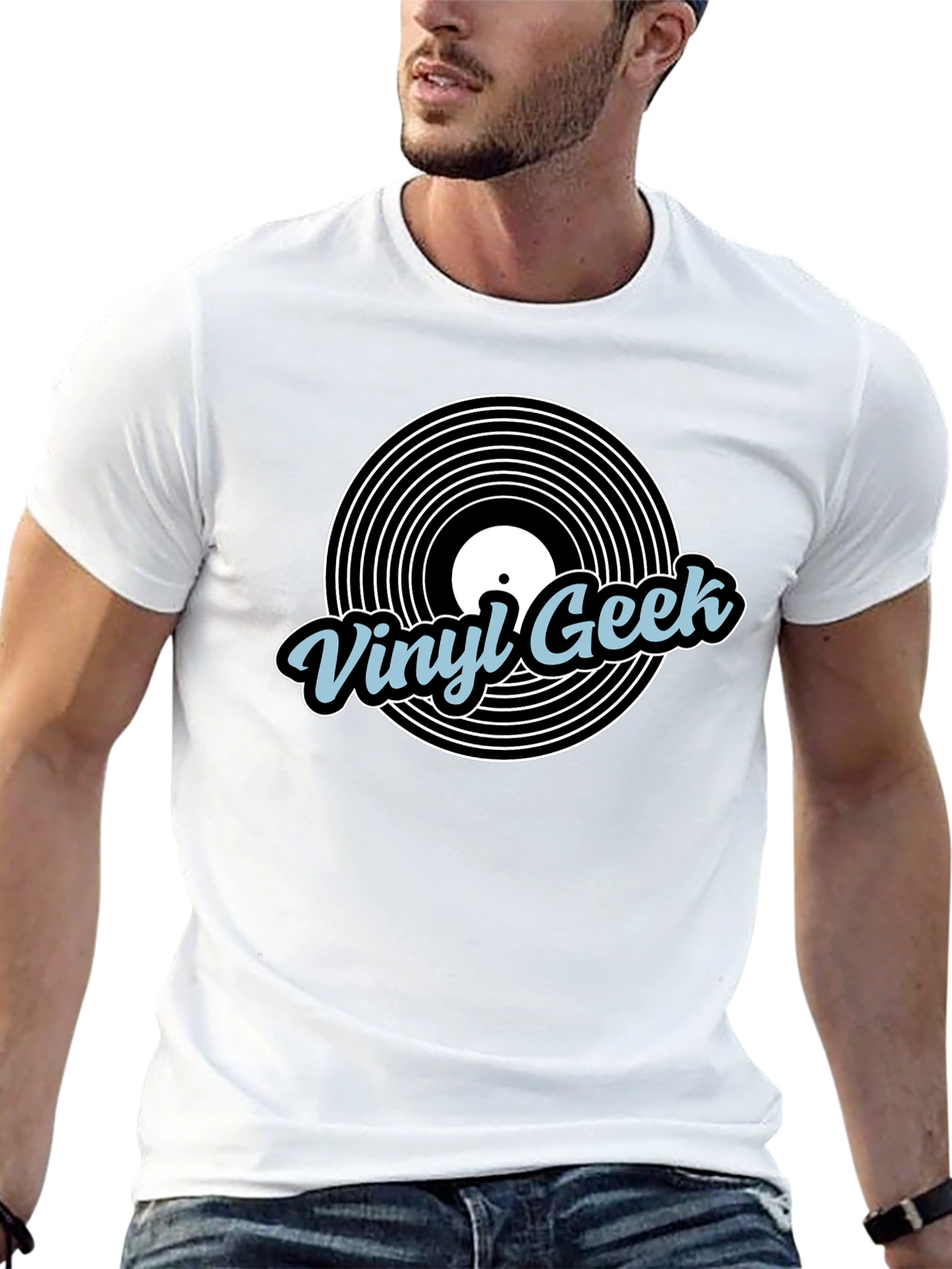 Vinyl Geek Black Graphic T-Shirt