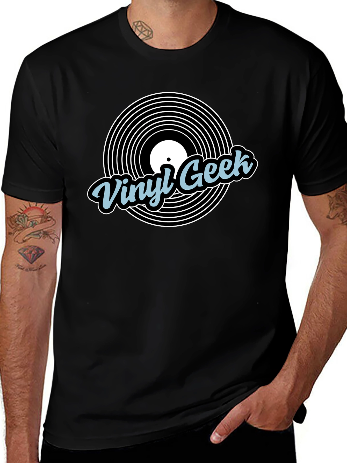 Vinyl Geek Black Graphic T-Shirt