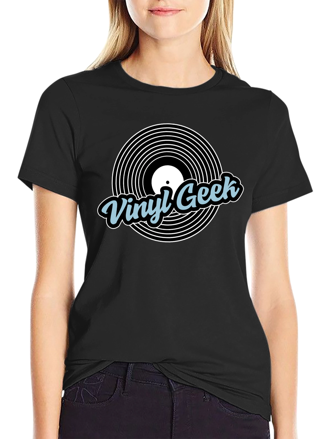 Vinyl Geek Black Graphic T-Shirt