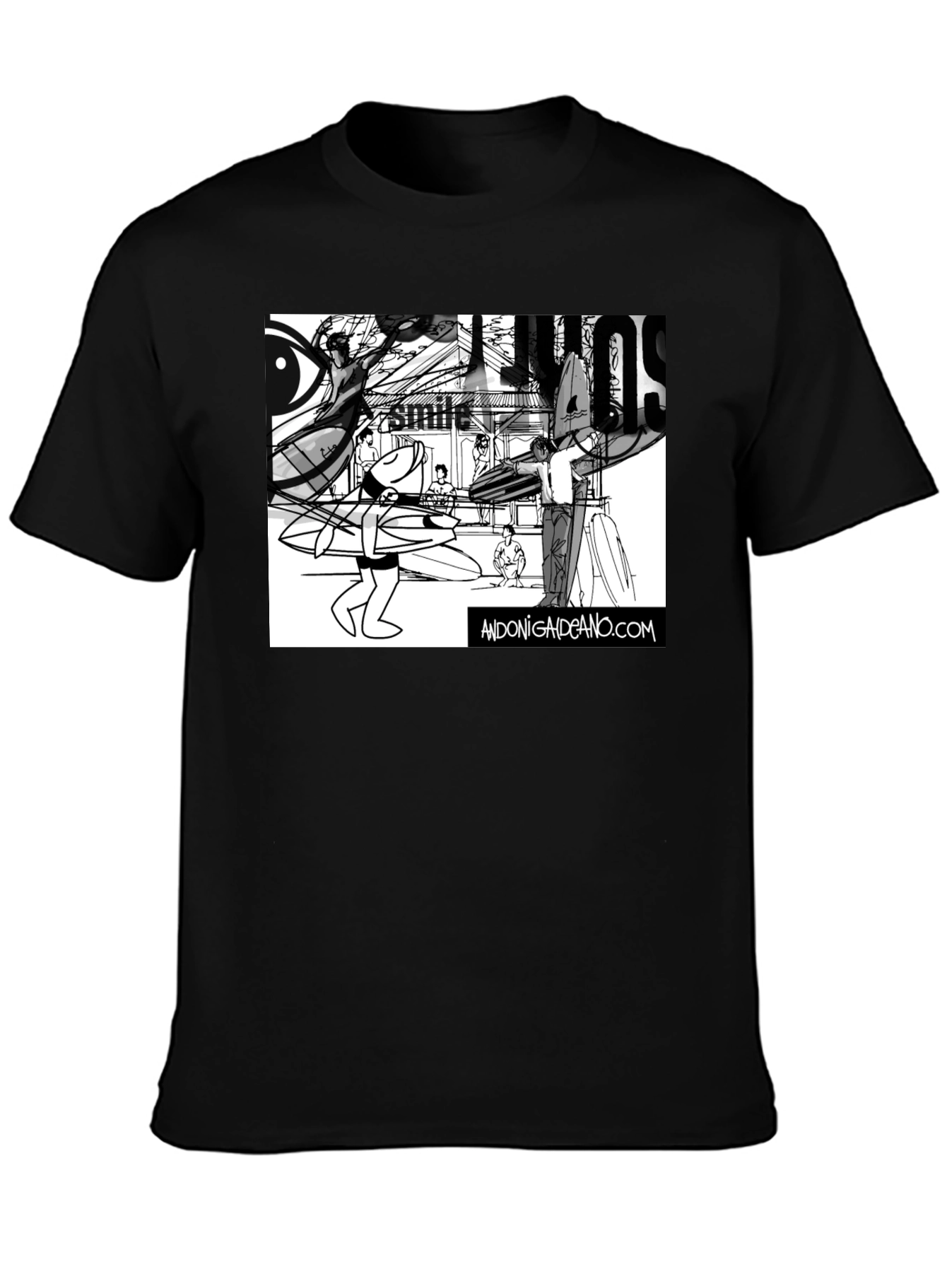 Surf Art T-Shirt - Black Cotton Tee