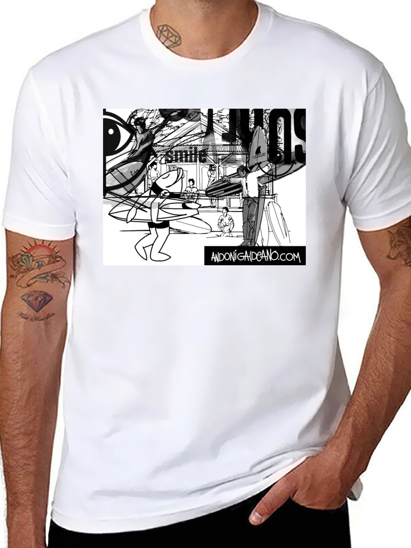 Surf Art T-Shirt - Black Cotton Tee