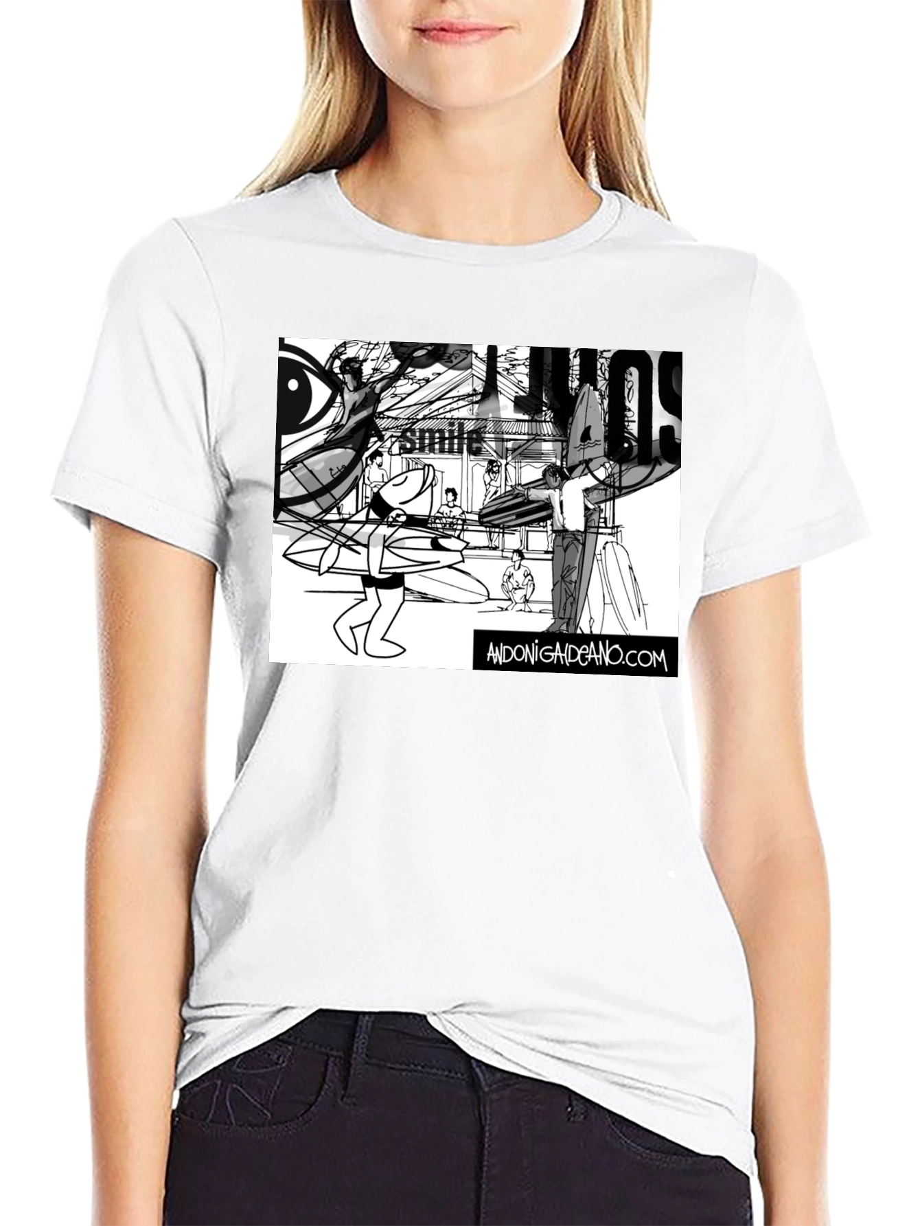 Surf Art T-Shirt - Black Cotton Tee