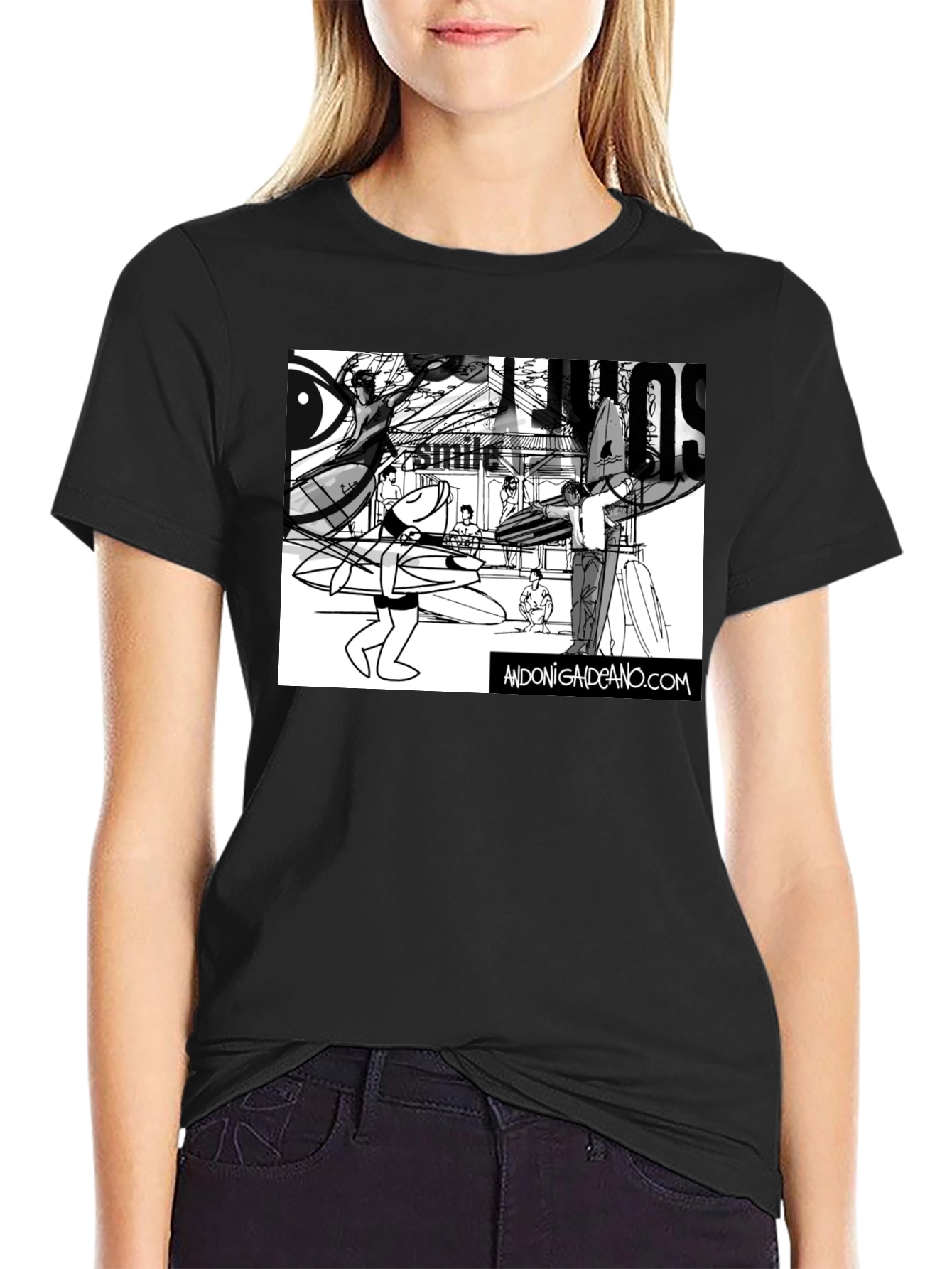 Surf Art T-Shirt - Black Cotton Tee
