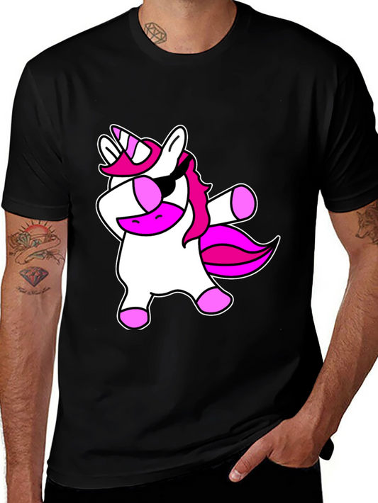 Dabbing Unicorn Graphic Tee - Cool Black T-Shirt