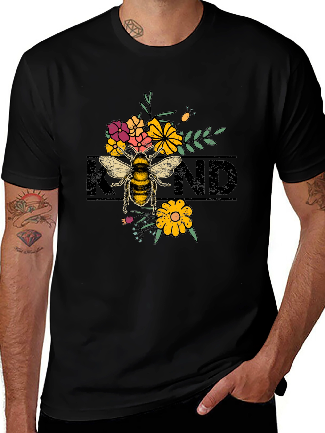 Kind Bee Graphic Black T-Shirt