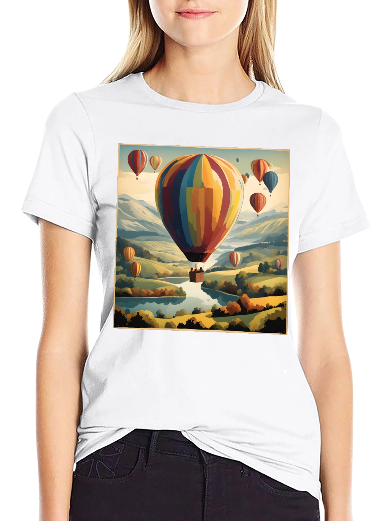 Scenic Hot Air Balloon Ride Graphic T-Shirt