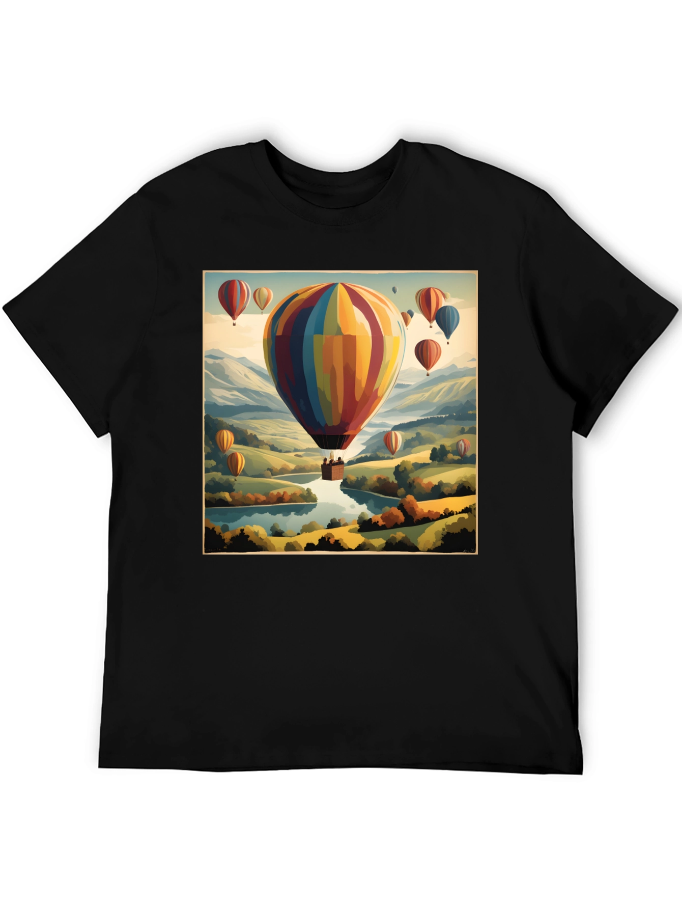 Scenic Hot Air Balloon Ride Graphic T-Shirt