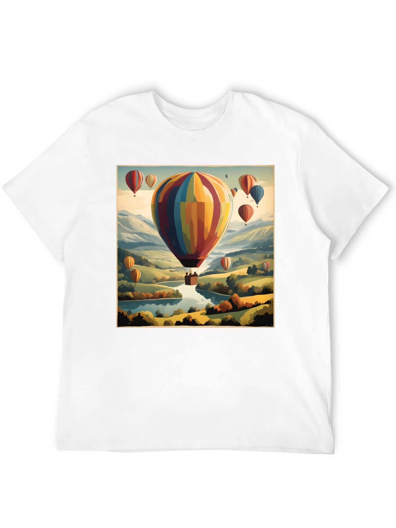 Scenic Hot Air Balloon Ride Graphic T-Shirt