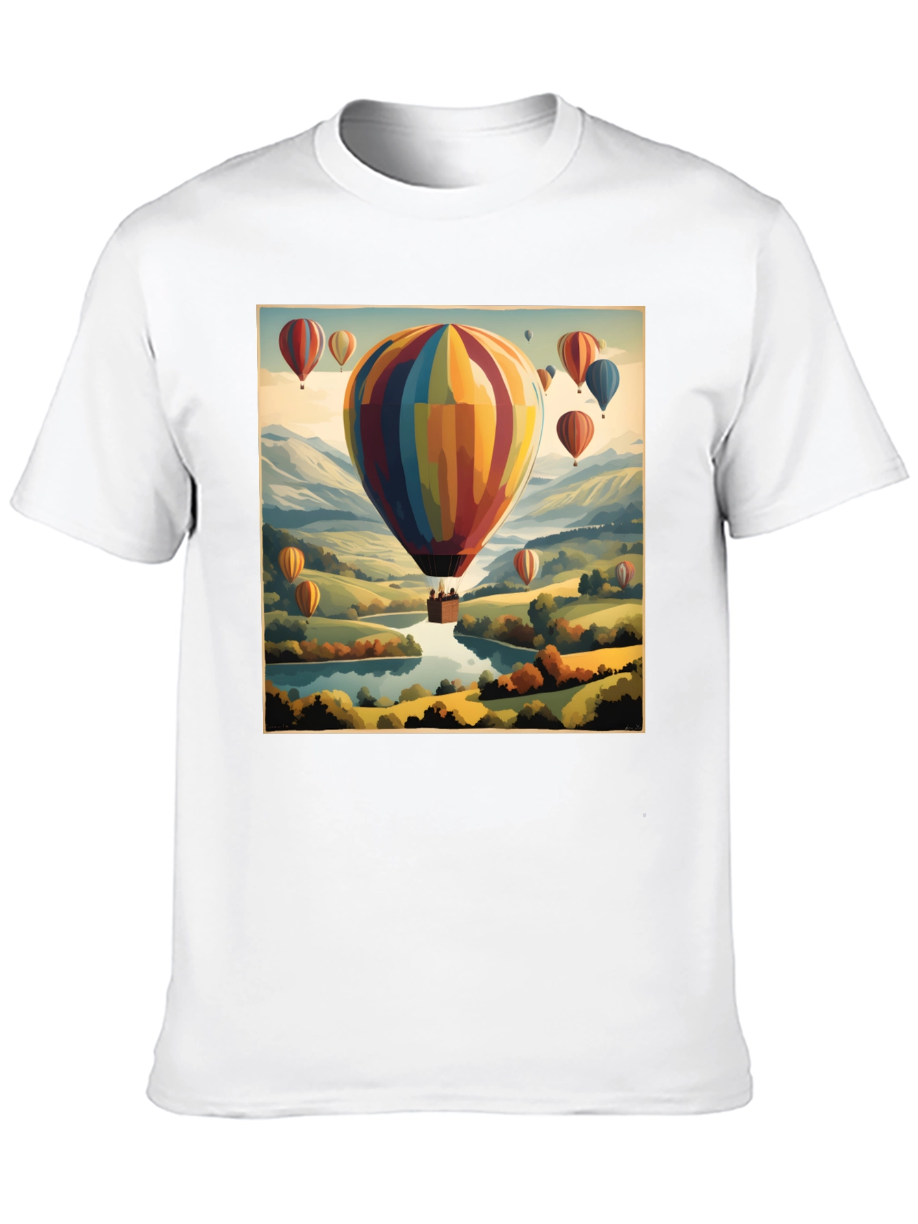 Scenic Hot Air Balloon Ride Graphic T-Shirt