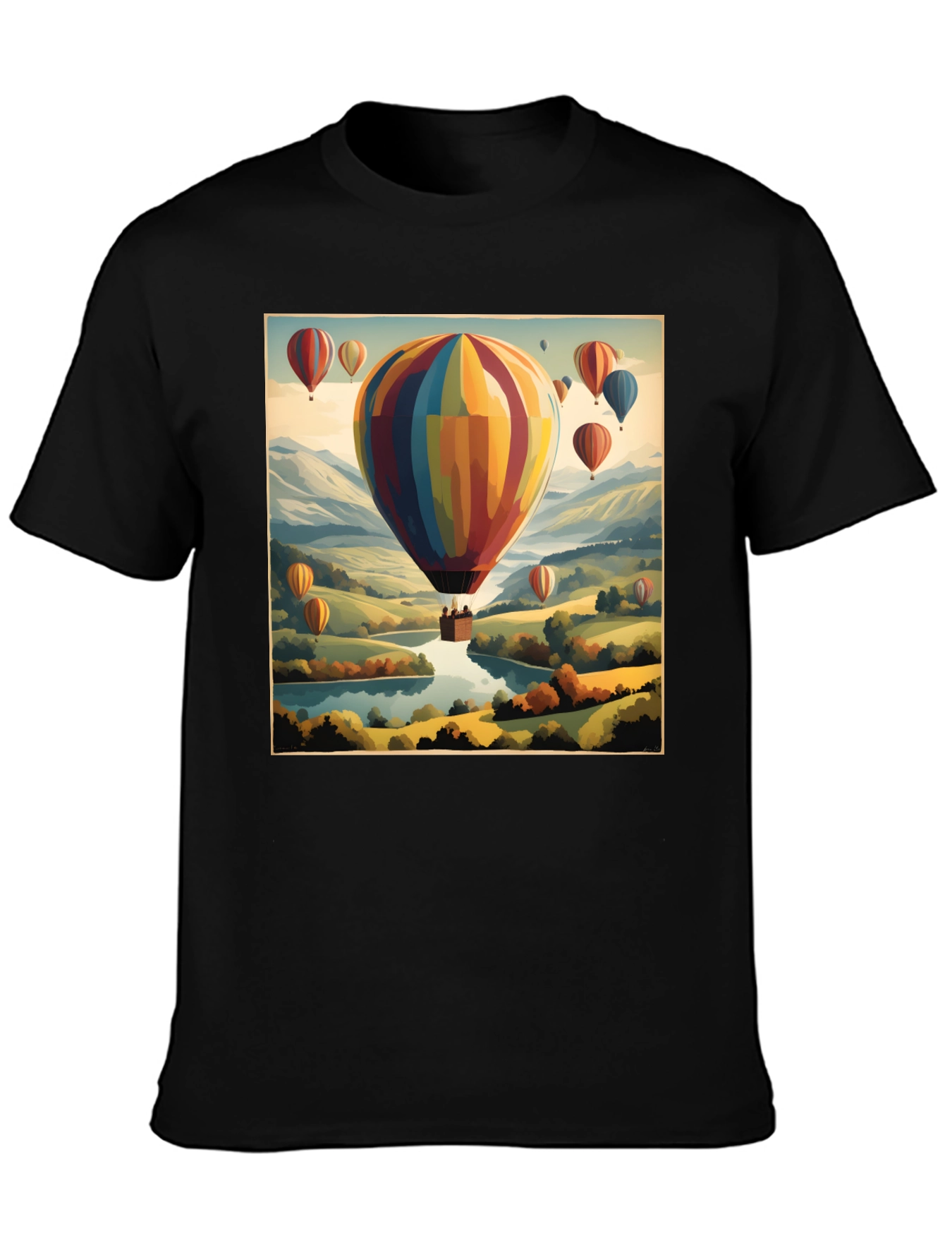 Scenic Hot Air Balloon Ride Graphic T-Shirt