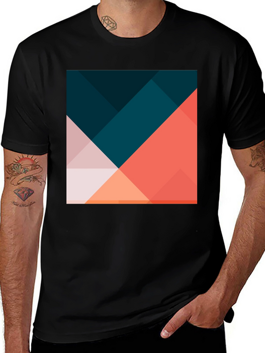 Geometric Print Black T-Shirt - Modern Casual Wear