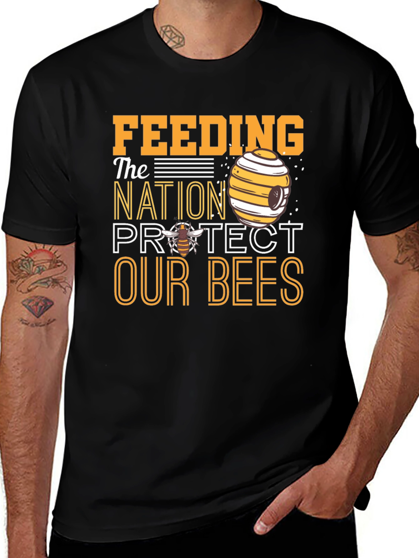 Feeding the Nation Protect Our Bees Black T-Shirt