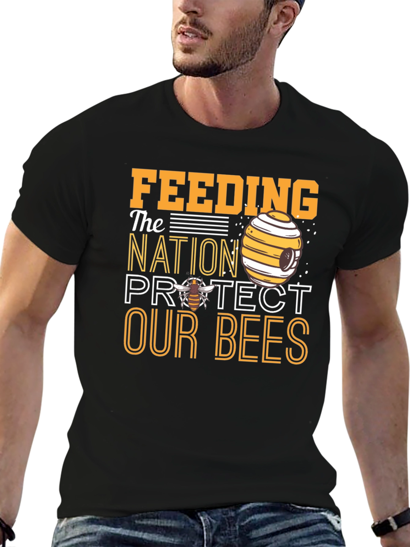 Feeding the Nation Protect Our Bees Black T-Shirt