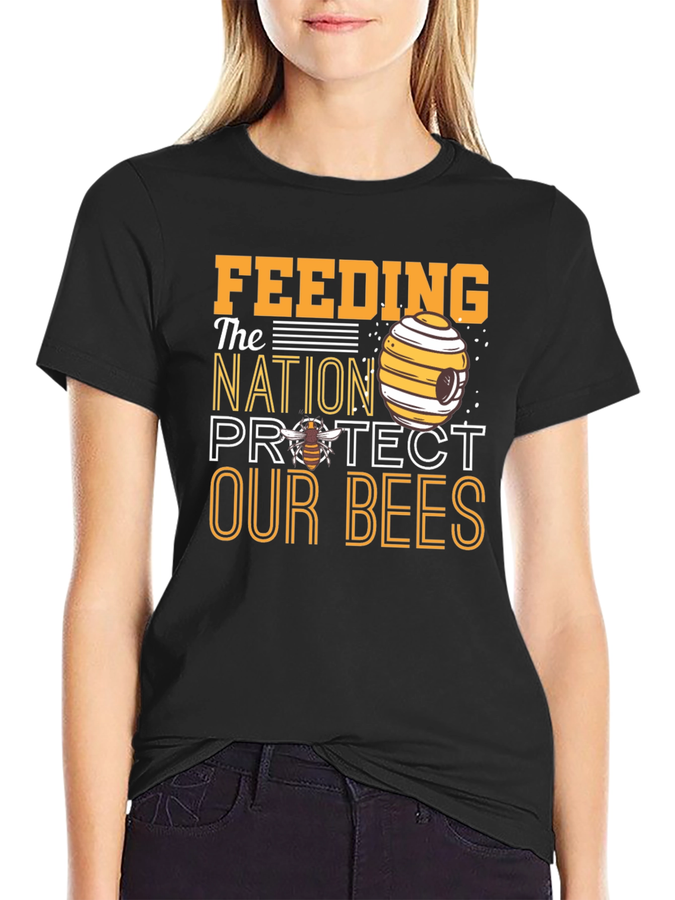 Feeding the Nation Protect Our Bees Black T-Shirt