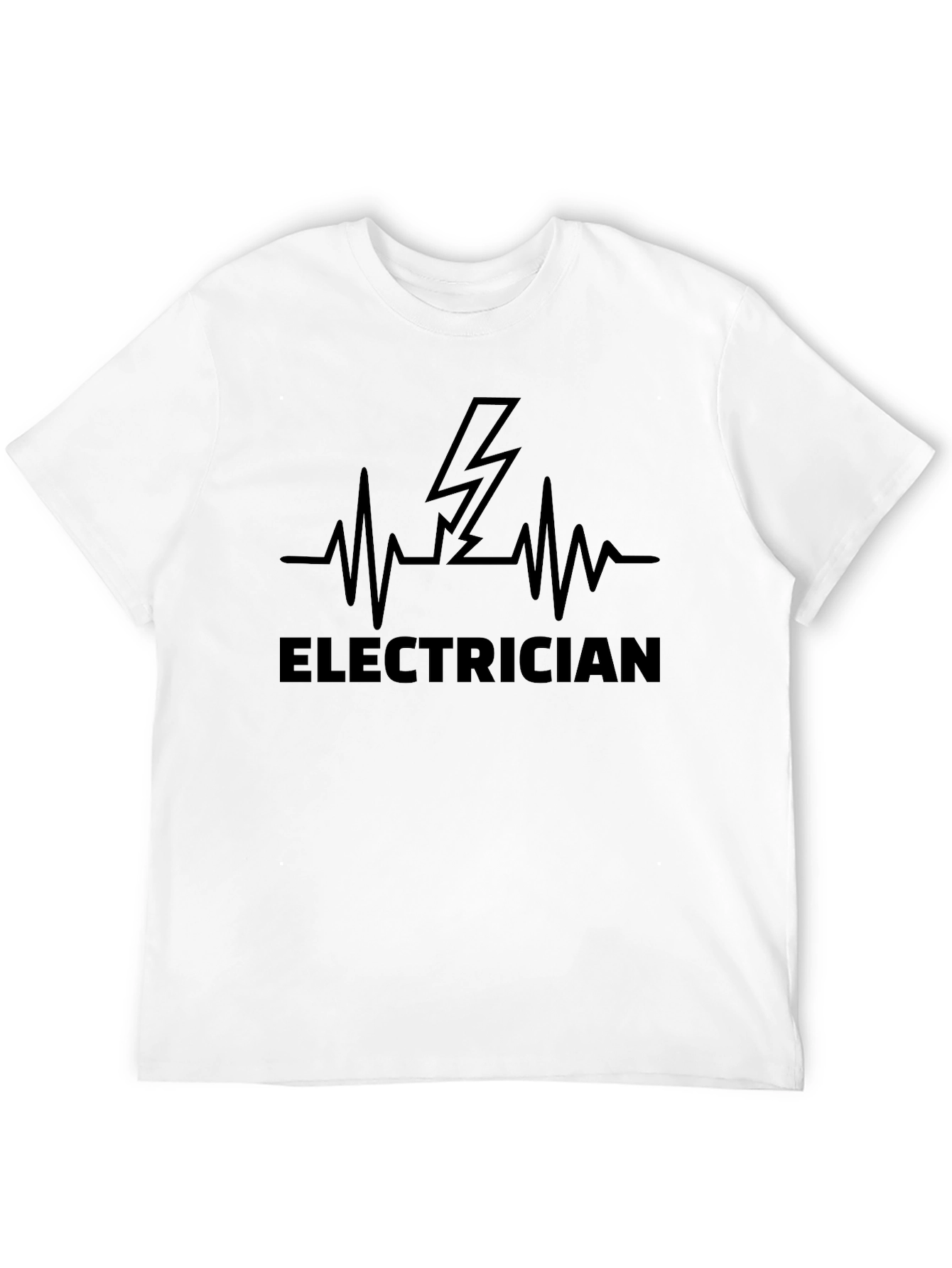 Electrician Heartbeat Bolt Black T-Shirt
