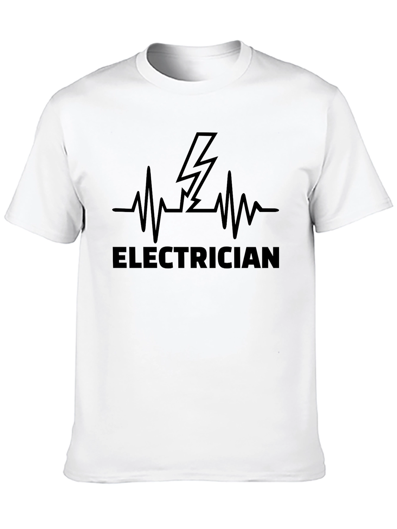 Electrician Heartbeat Bolt Black T-Shirt