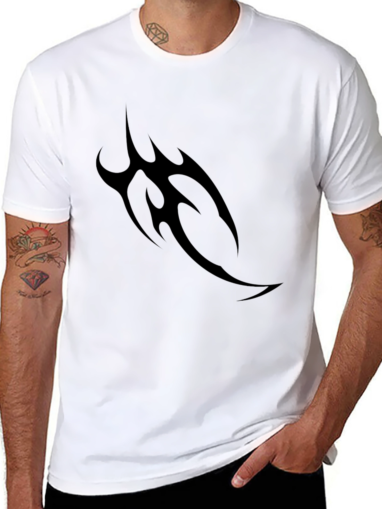 Mens Black Tribal Tattoo Graphic Tee