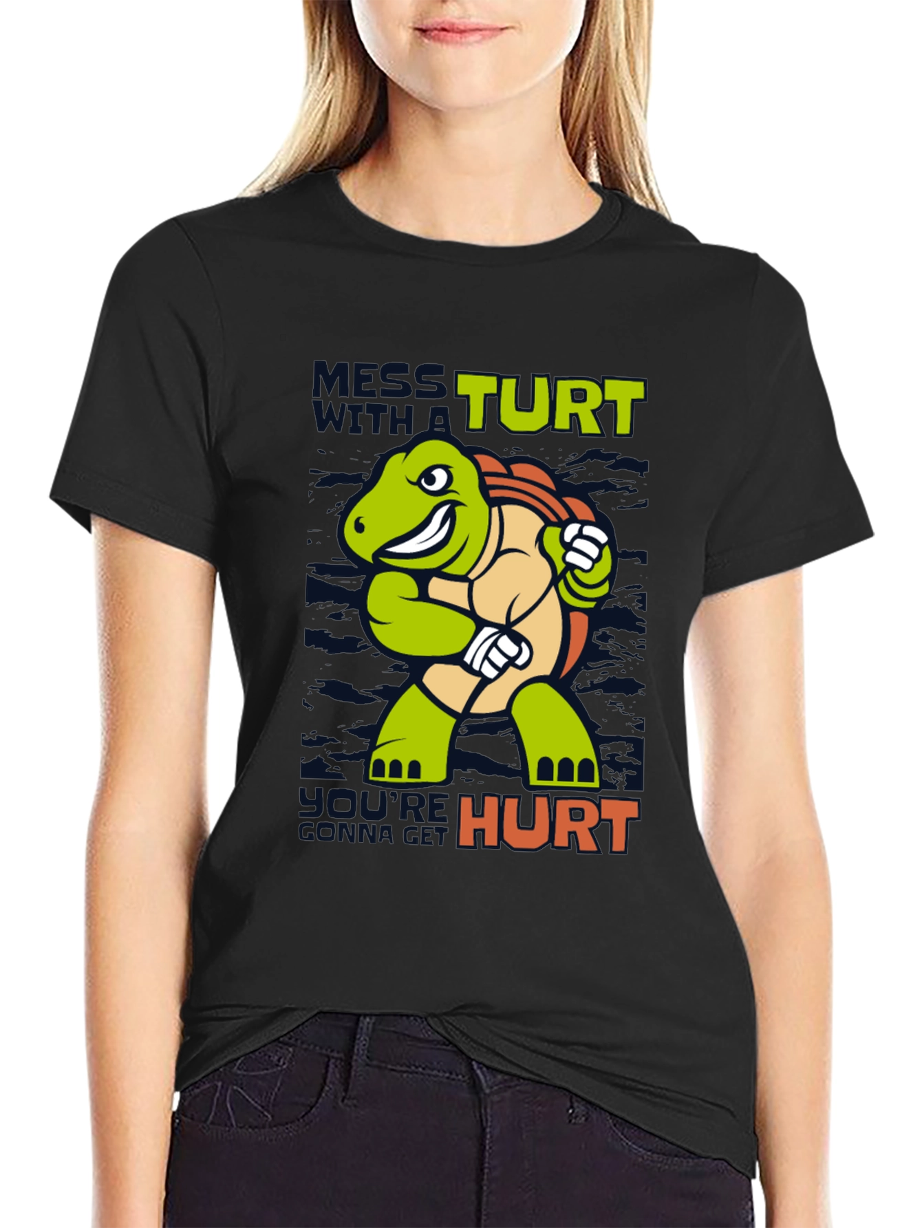 Mess With a Turtle T-Shirt Funny Cartoon Graphic Tee