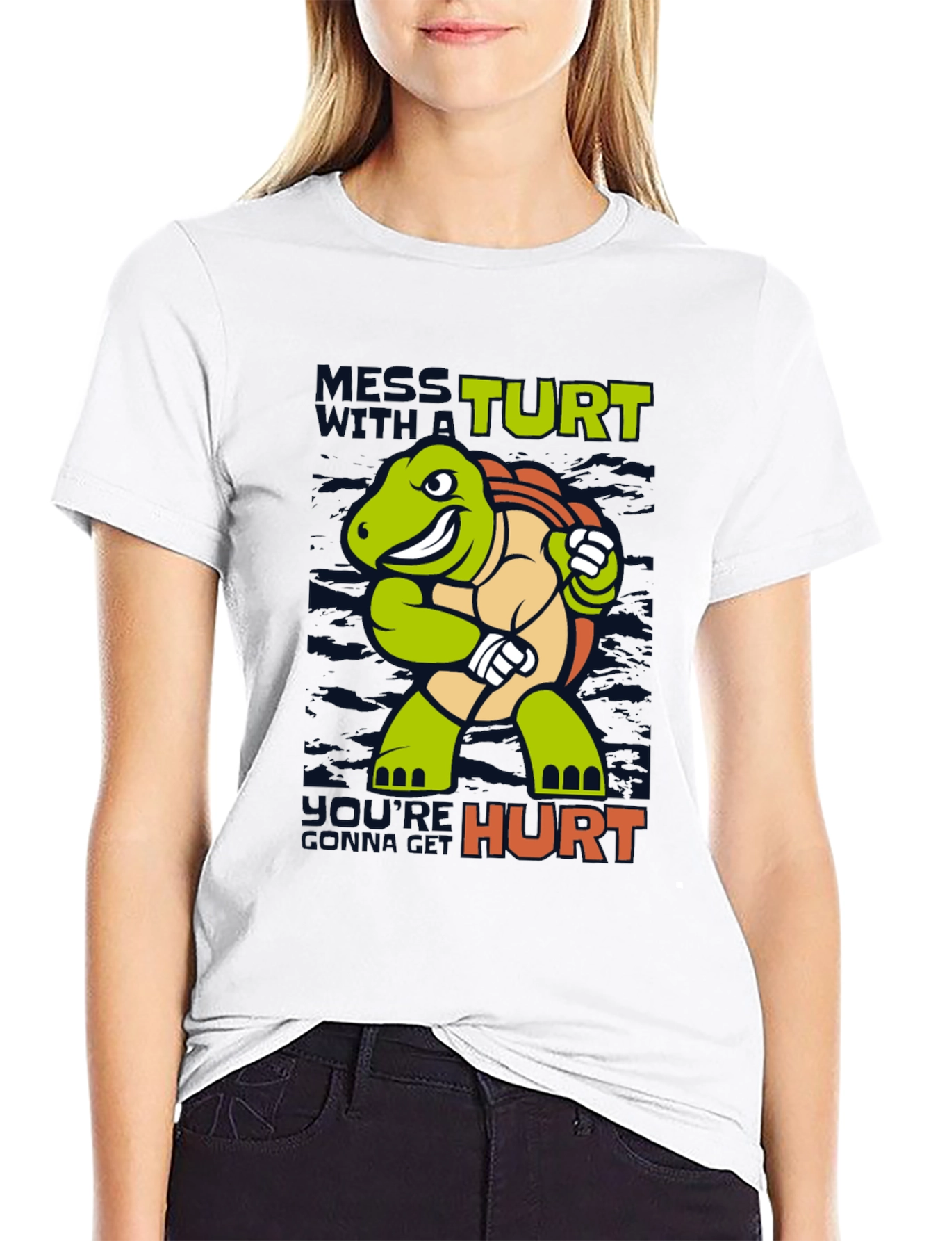 Mess With a Turtle T-Shirt Funny Cartoon Graphic Tee