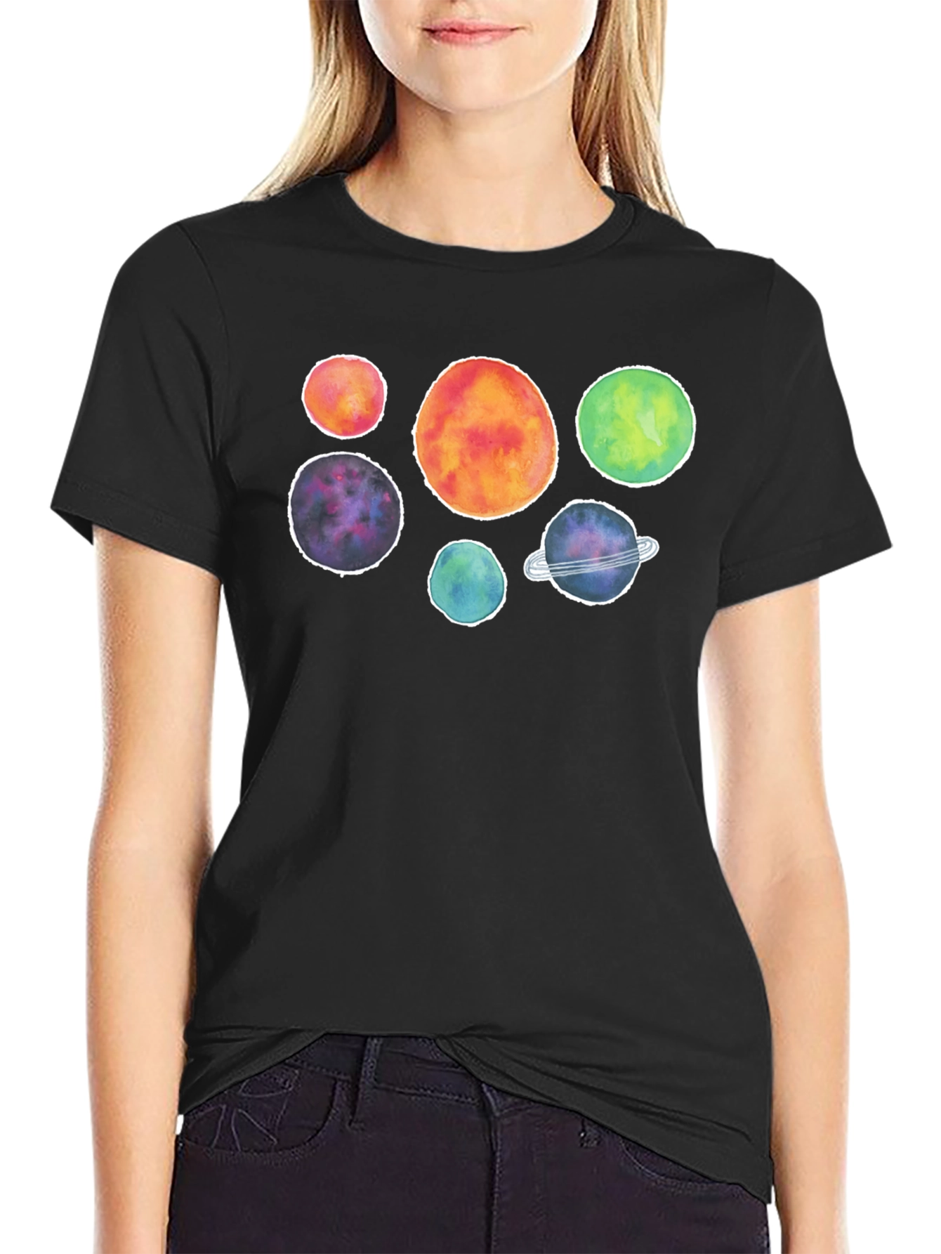 Planets Graphic Black Tee