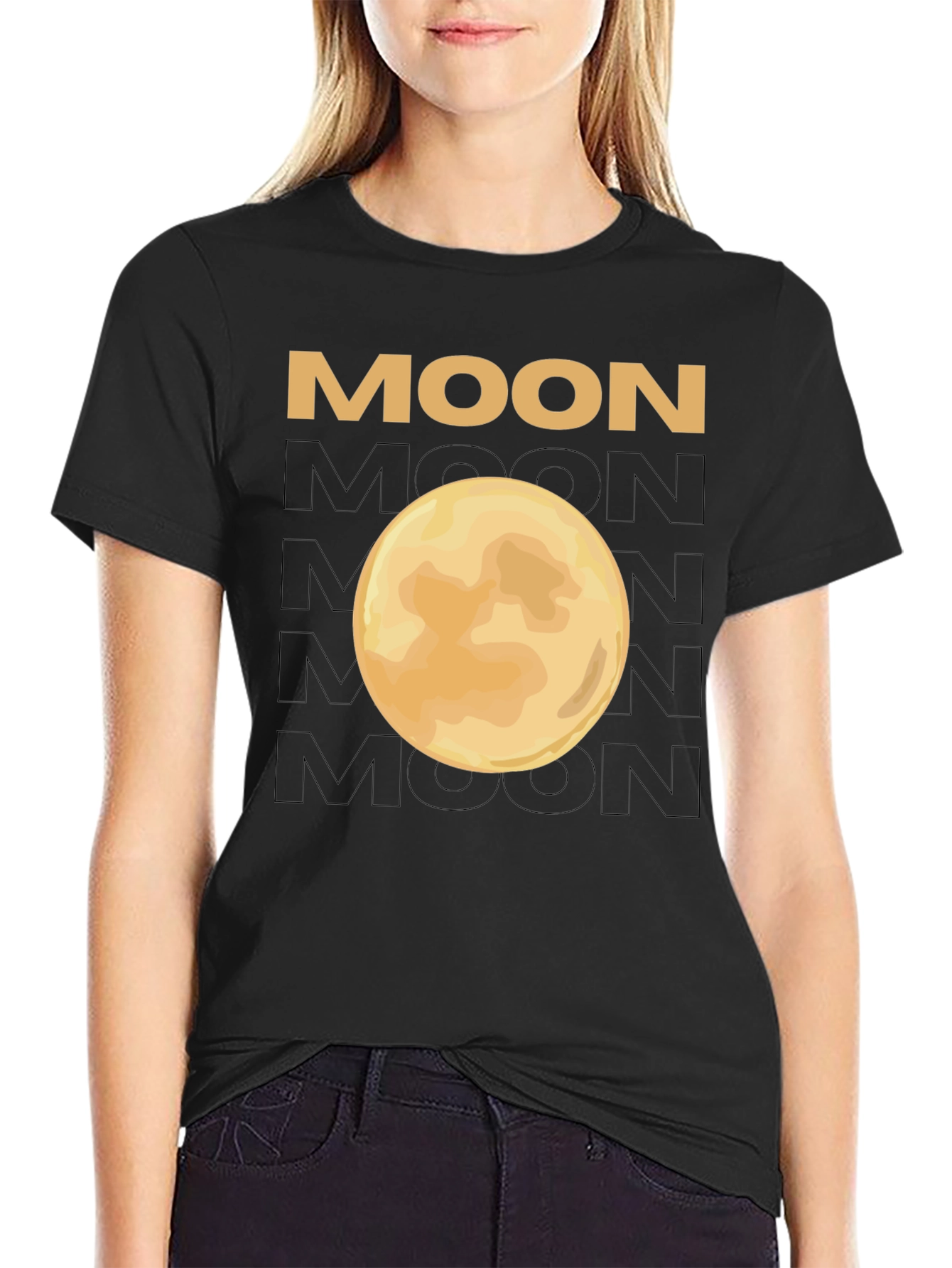 Moon Graphic Black T-Shirt