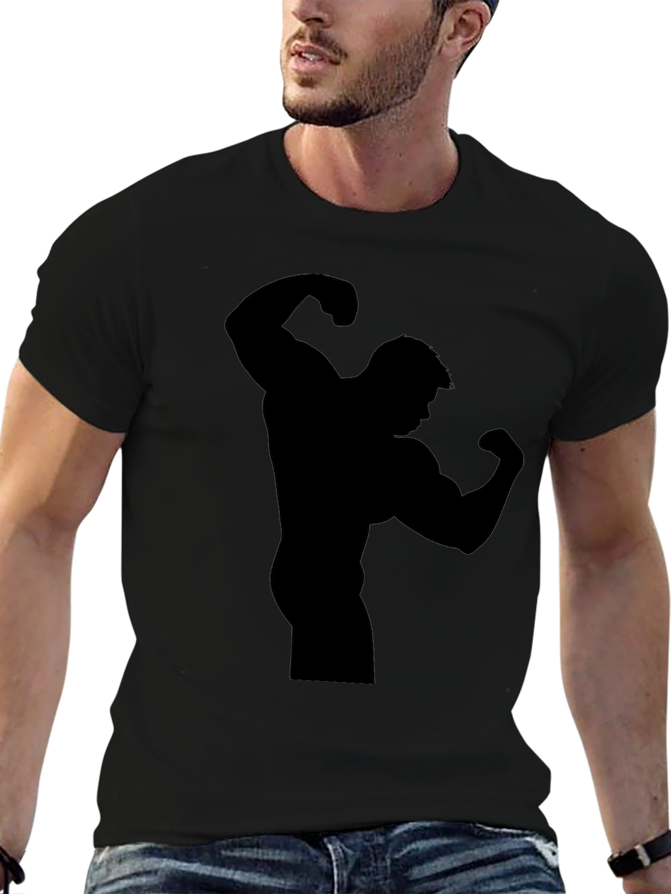 Muscle Man Silhouette Black T-Shirt