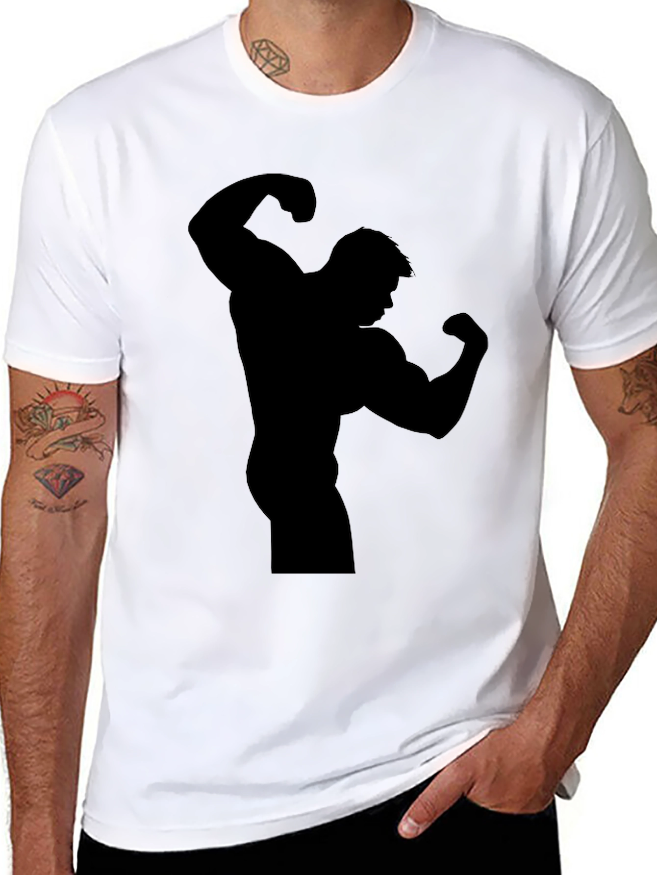Muscle Man Silhouette Black T-Shirt