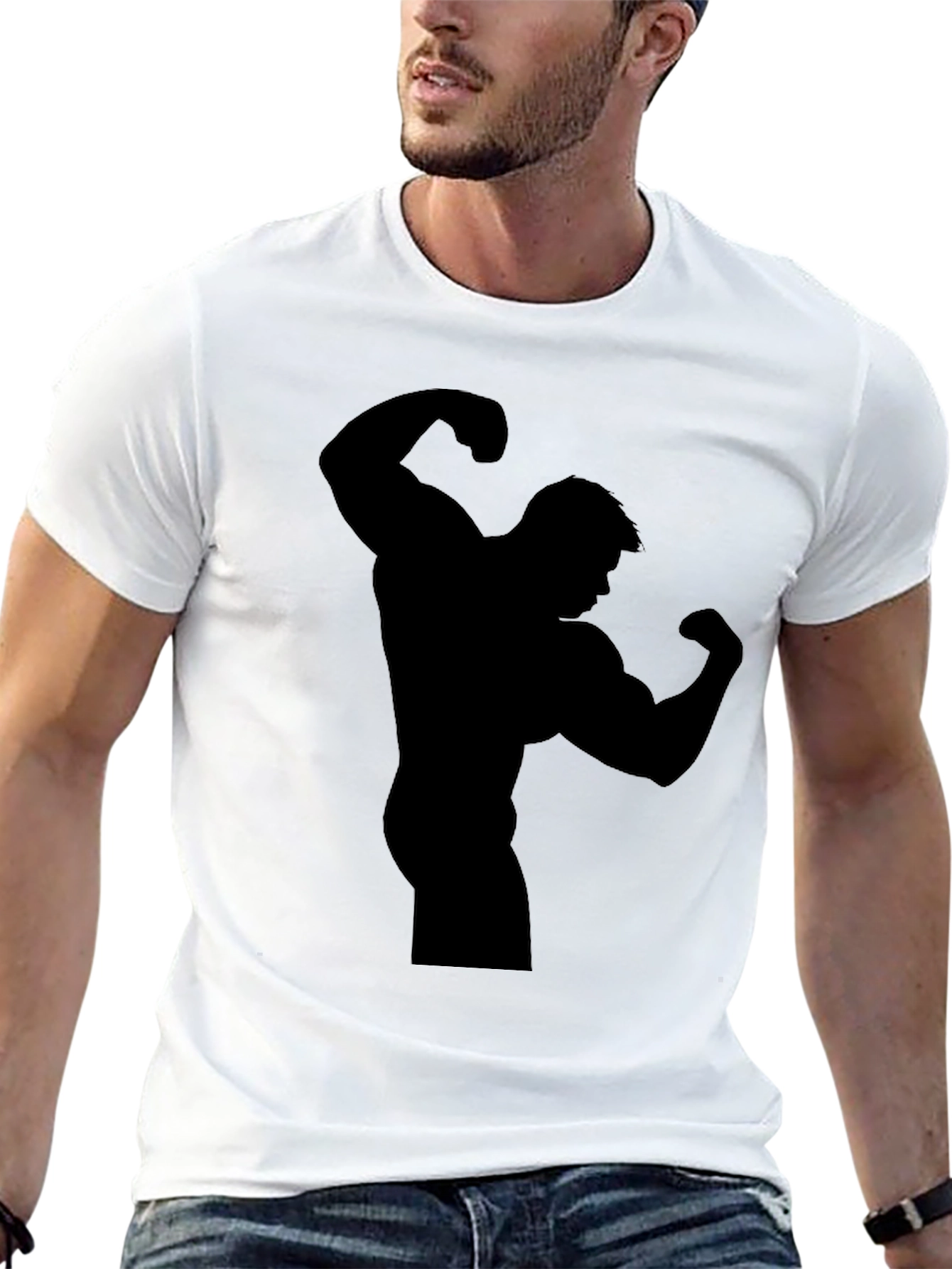 Muscle Man Silhouette Black T-Shirt