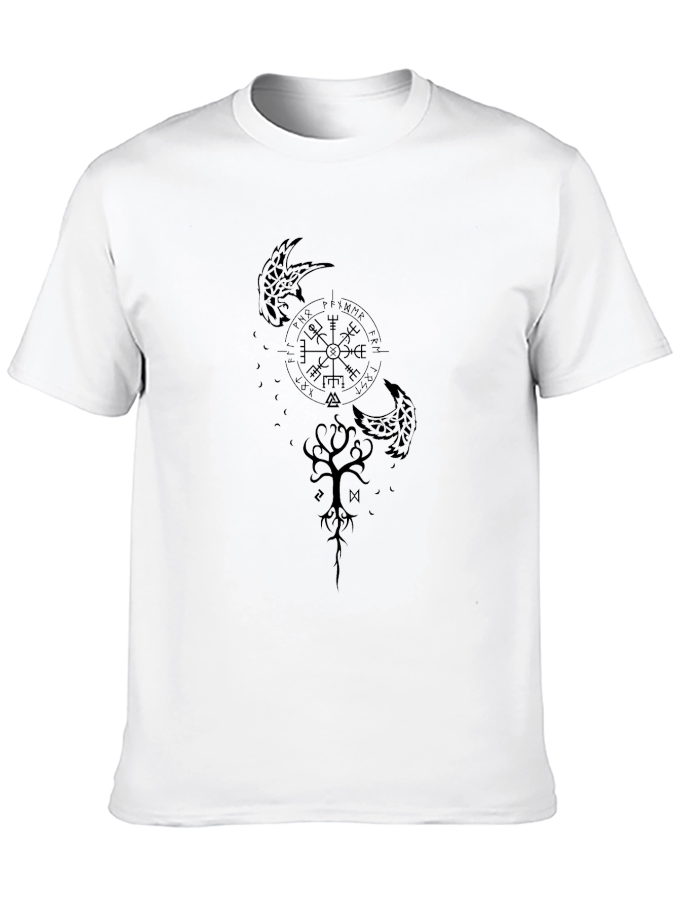 Black Viking Compass T-Shirt - Norse Mythology Design