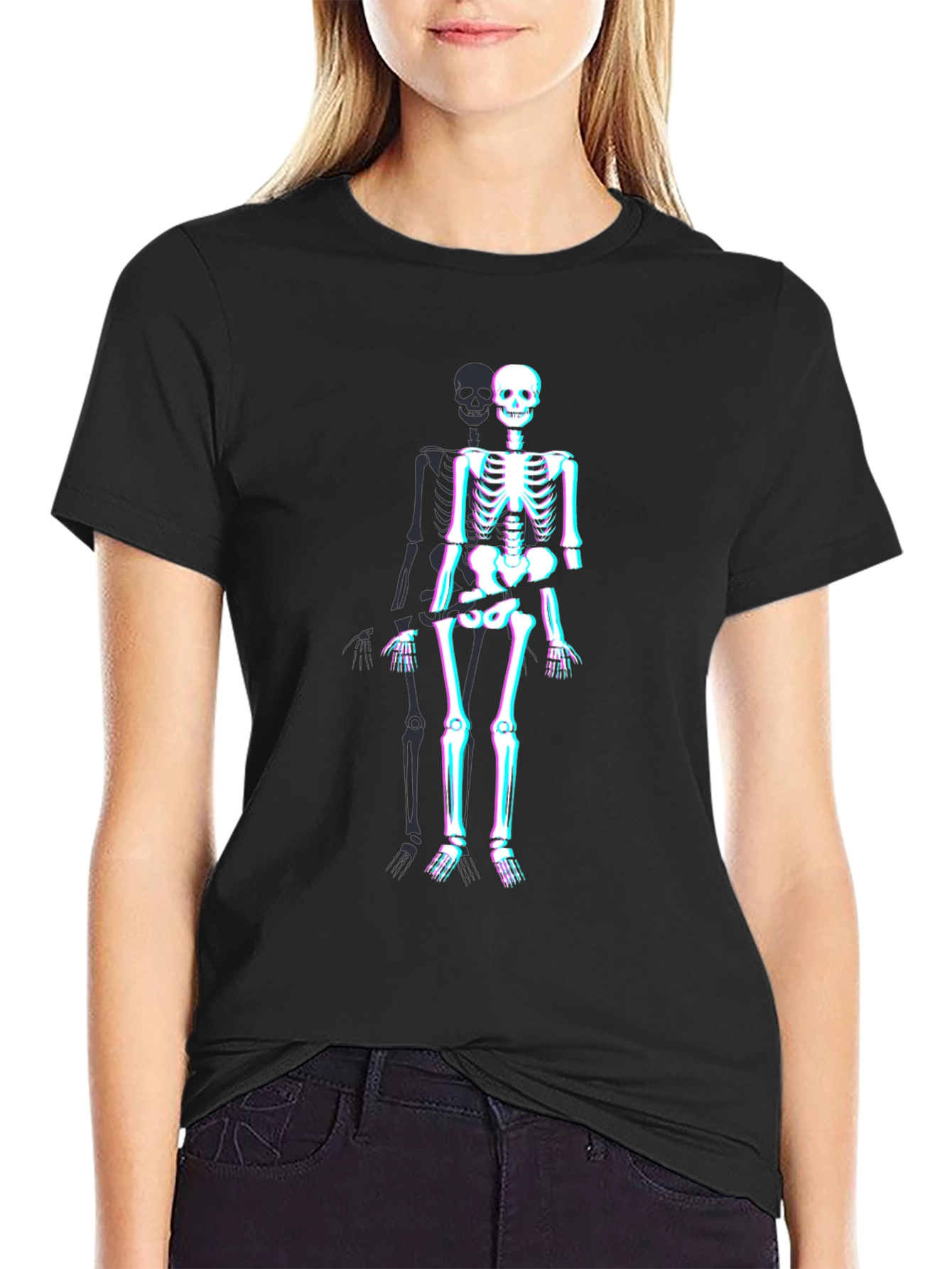 Skeleton Glitch Graphic Tee - Mens