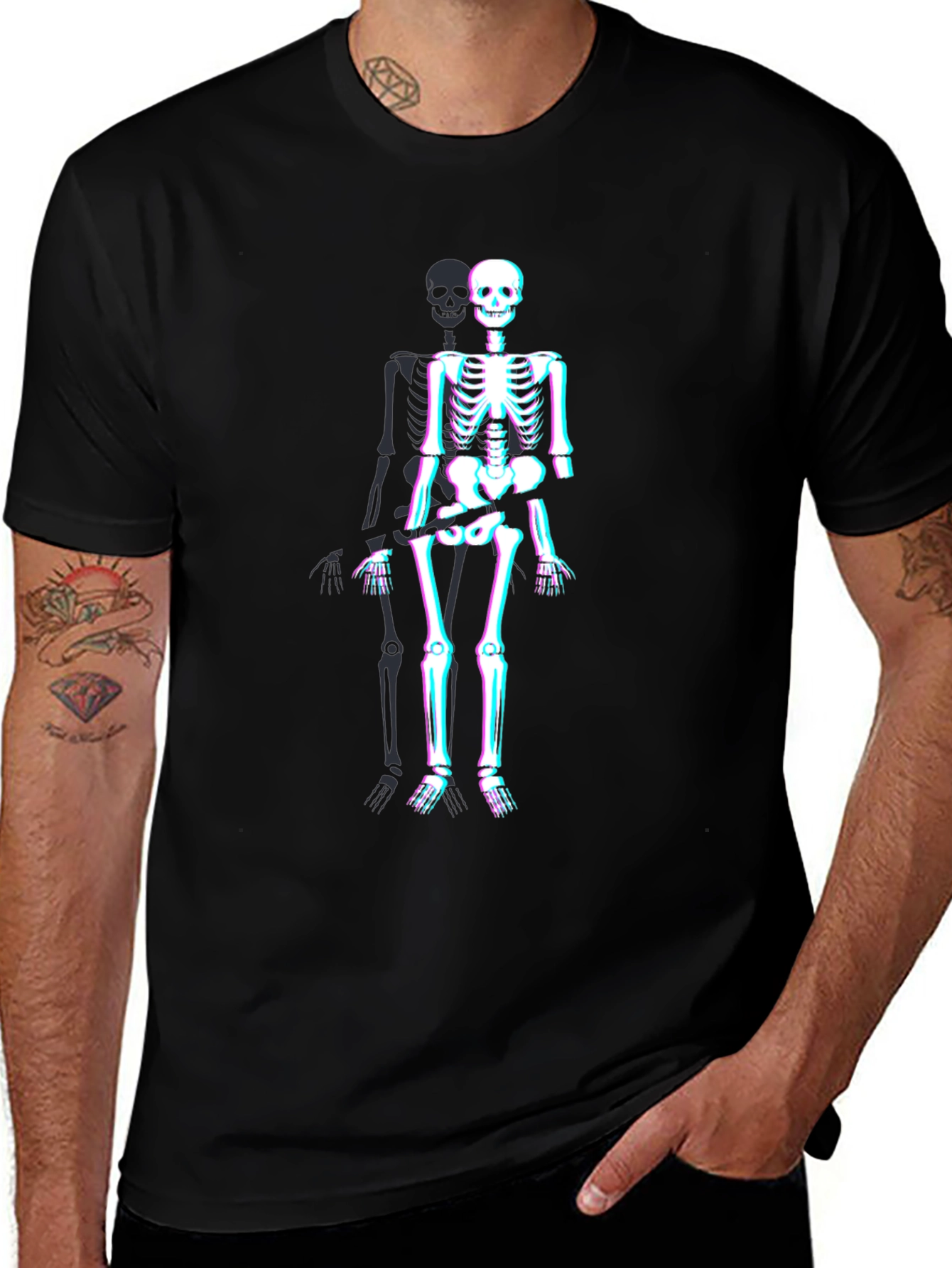 Skeleton Glitch Graphic Tee - Mens