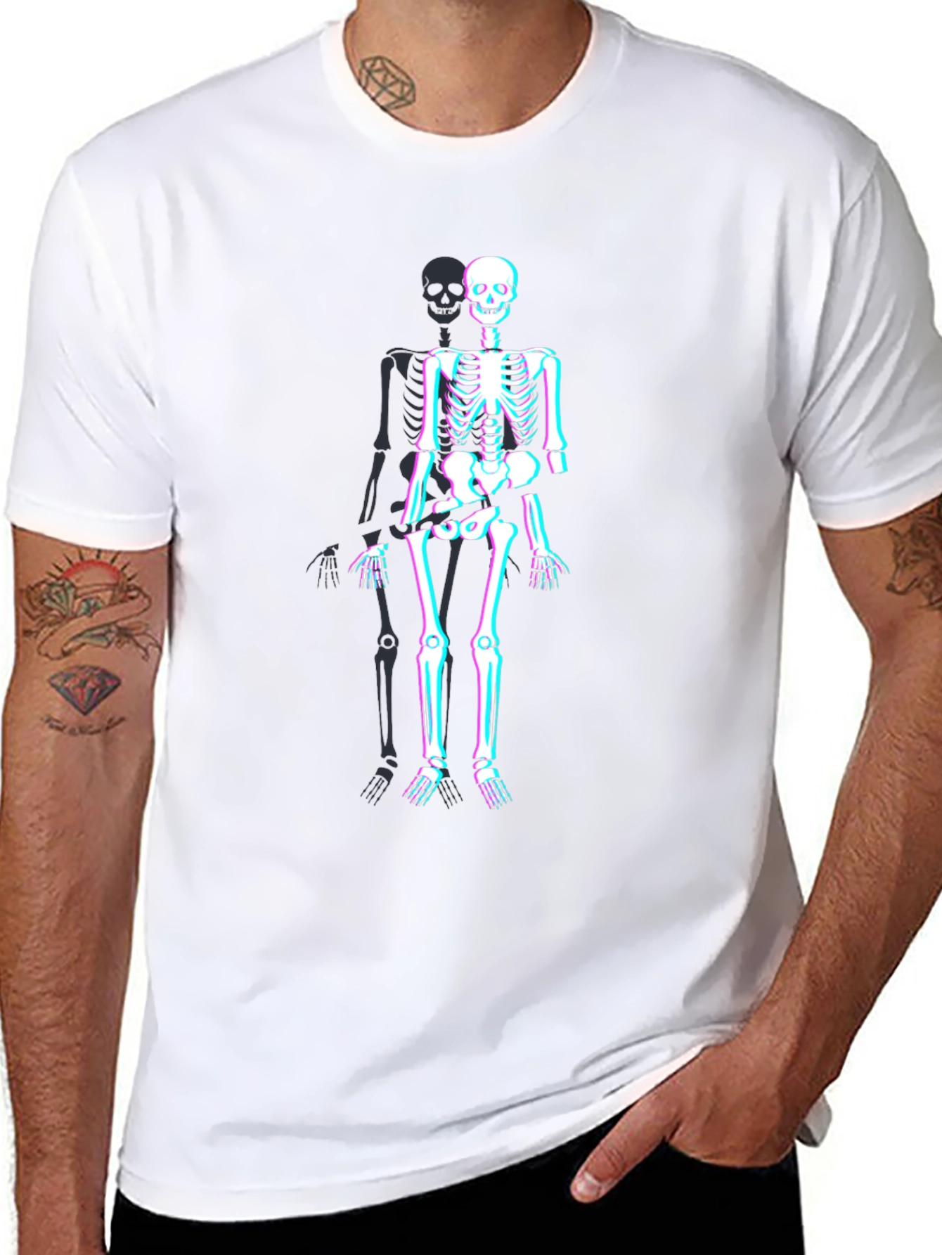 Skeleton Glitch Graphic Tee - Mens