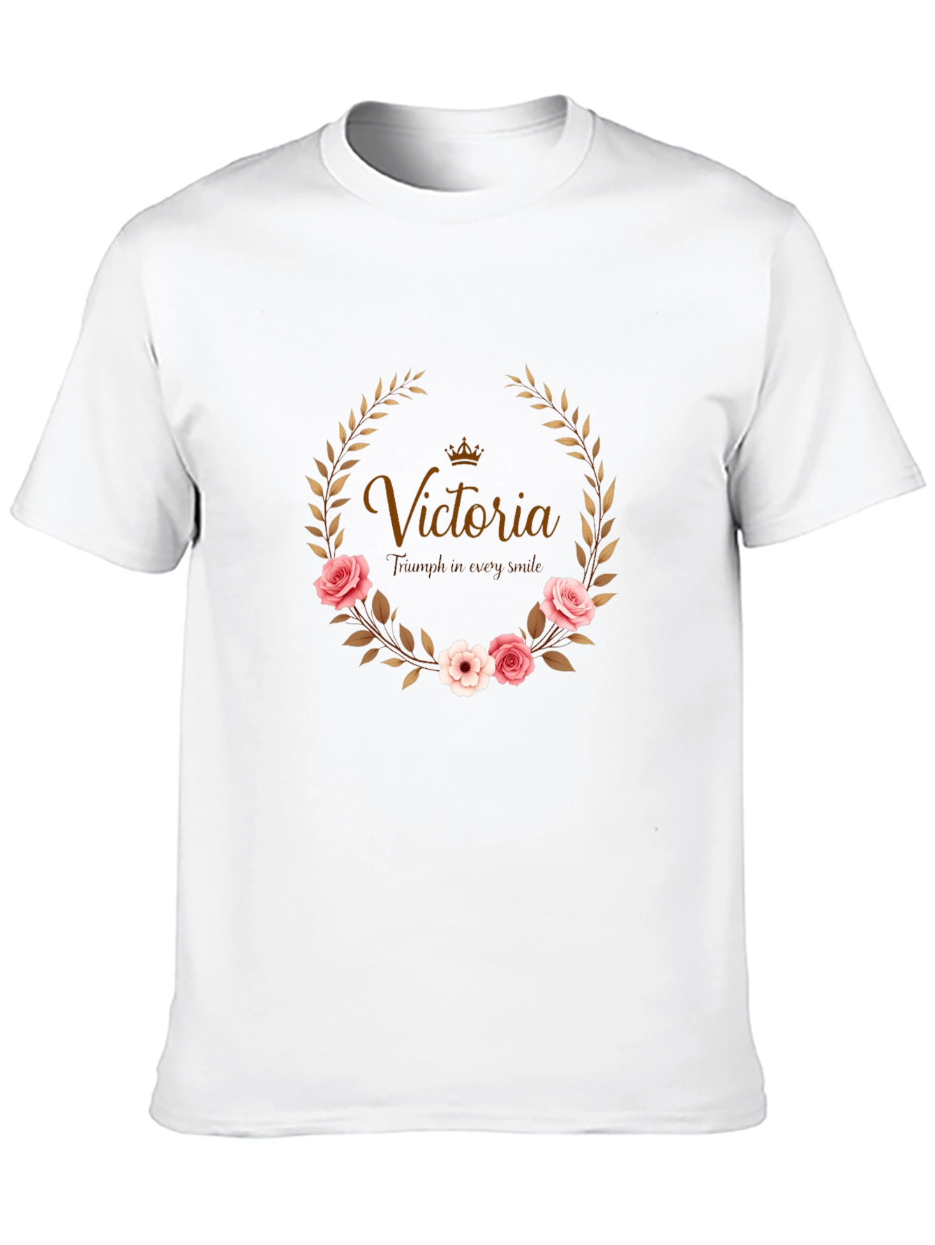 Floral Wreath Custom Name Black T-shirt