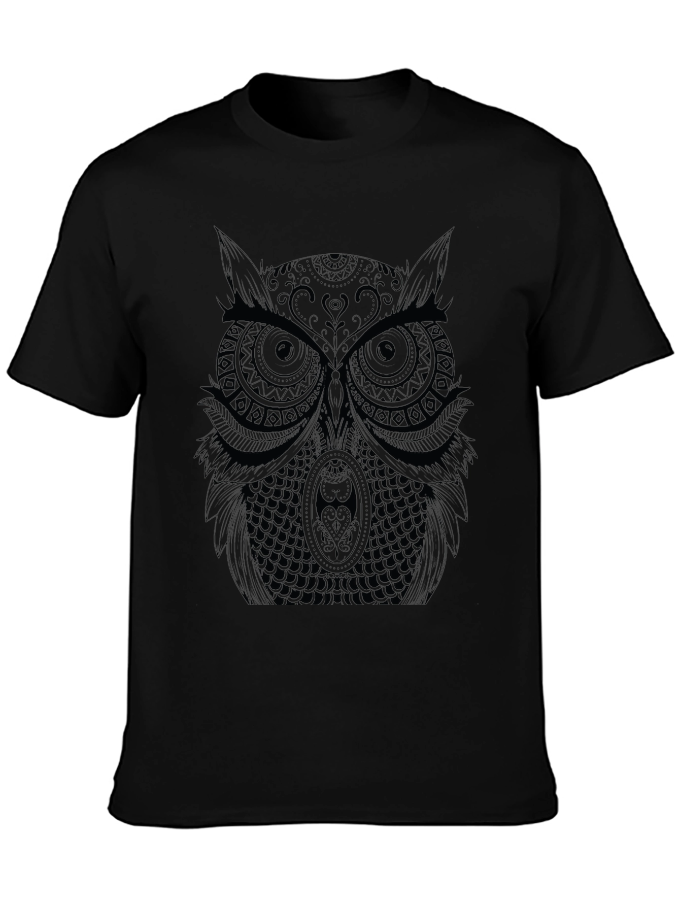 Mens Black Owl Graphic T-Shirt