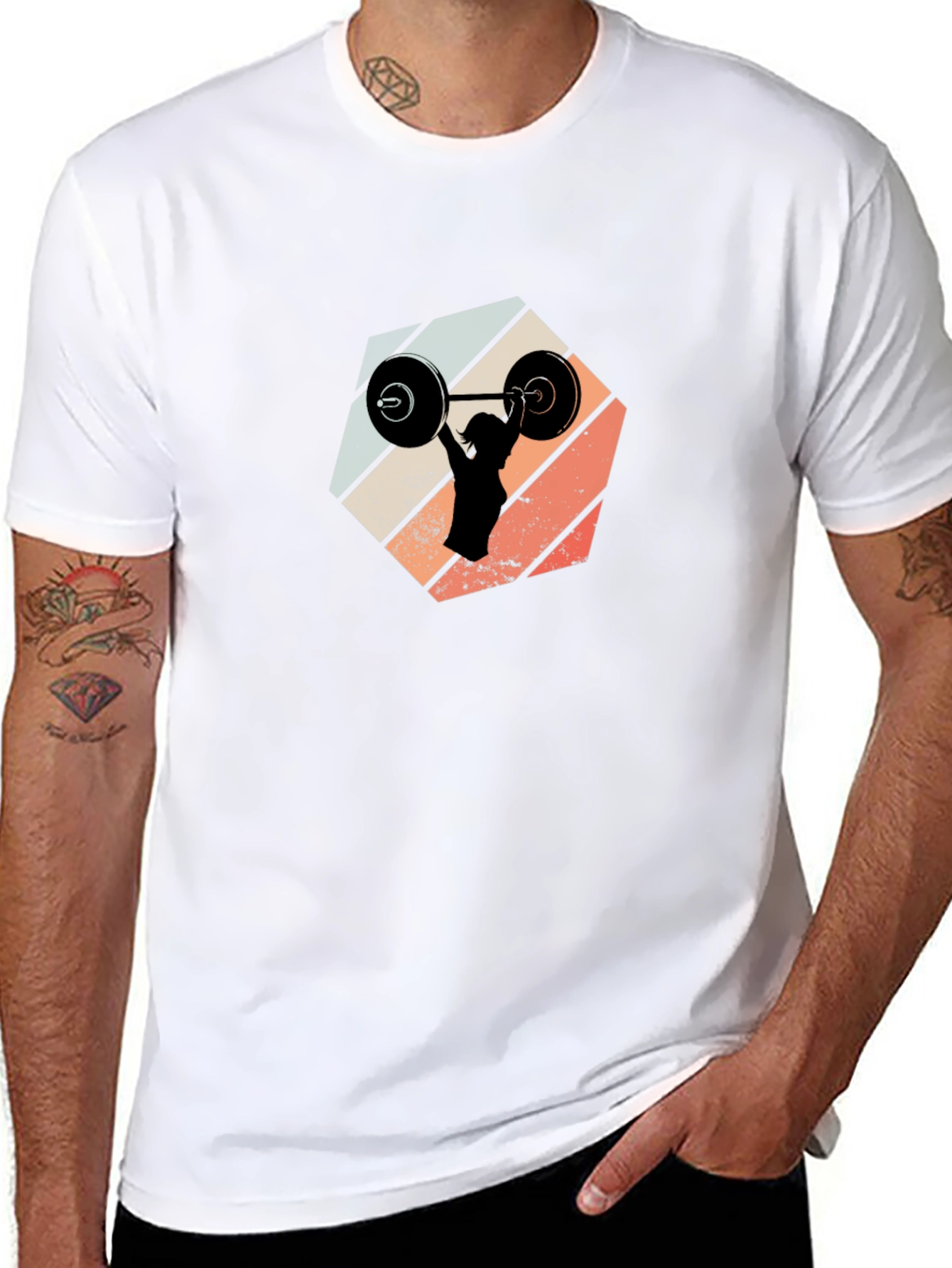 Weightlifting Silhouette Graphic Tee - Black