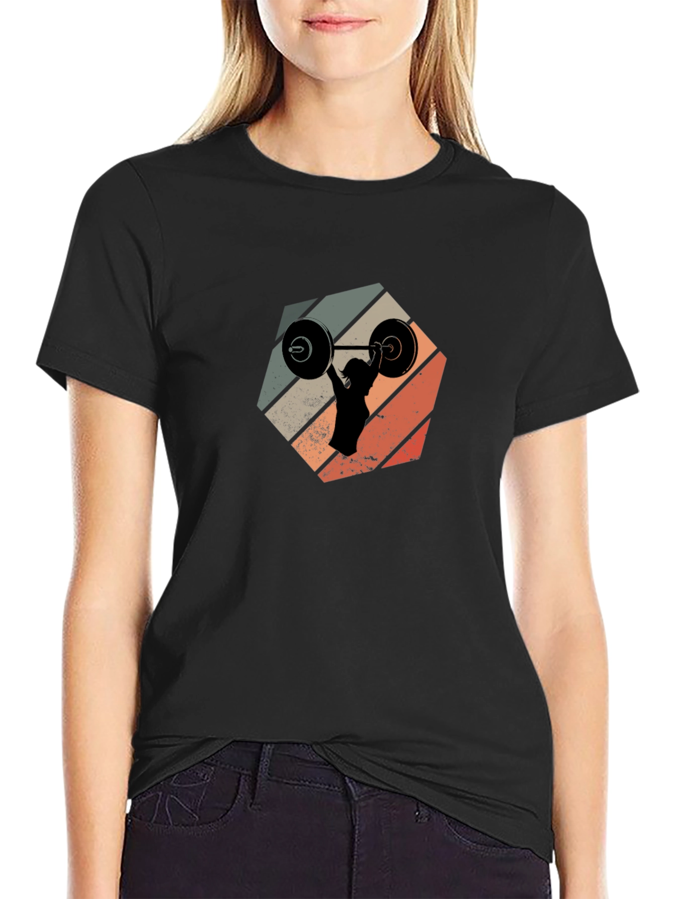 Weightlifting Silhouette Graphic Tee - Black