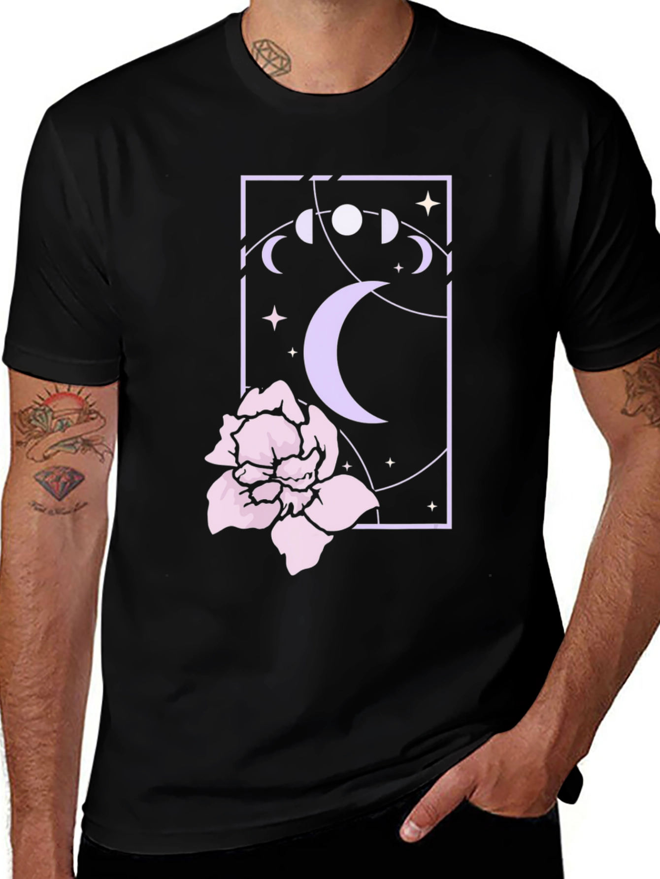 Mystic Moonflower Graphic Tee - Black