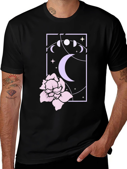 Mystic Moonflower Graphic Tee - Black