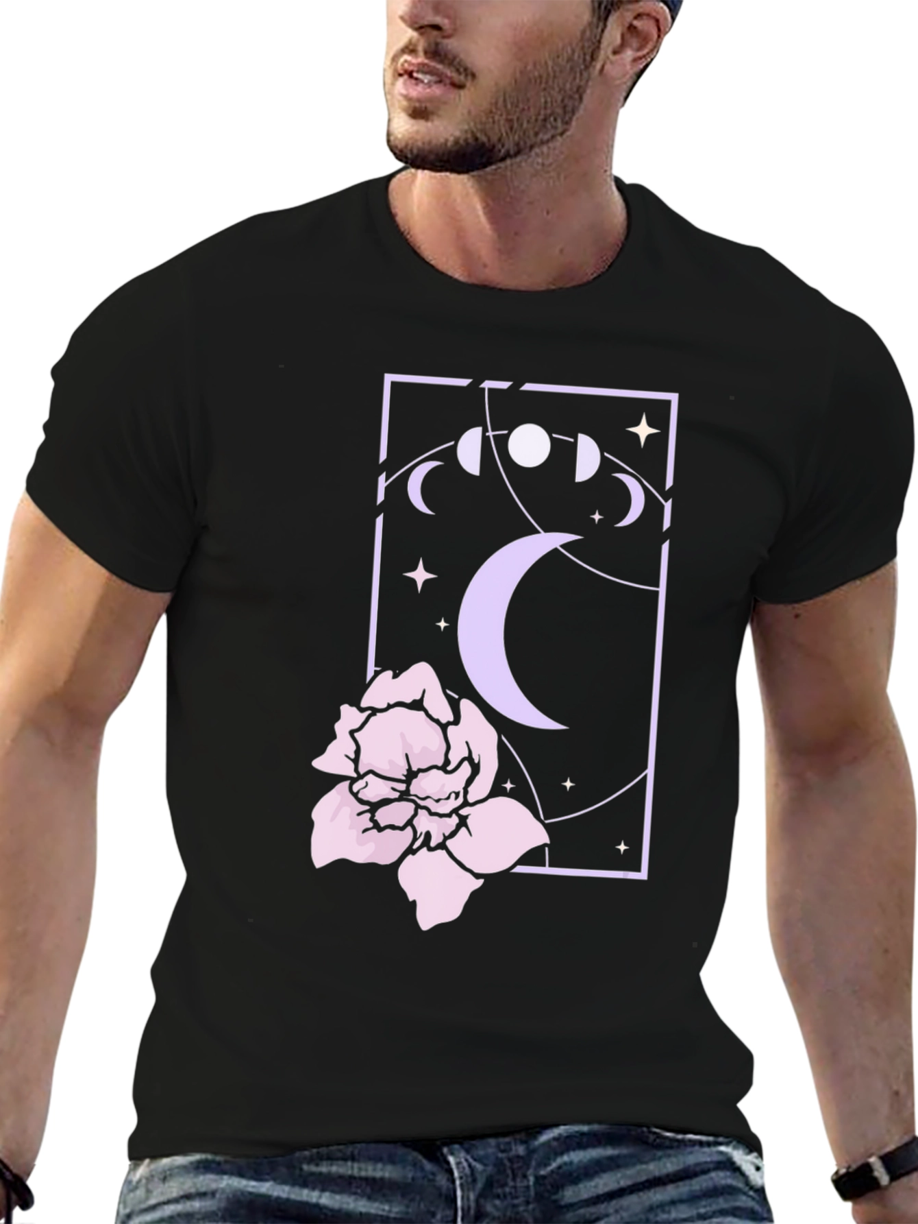 Mystic Moonflower Graphic Tee - Black