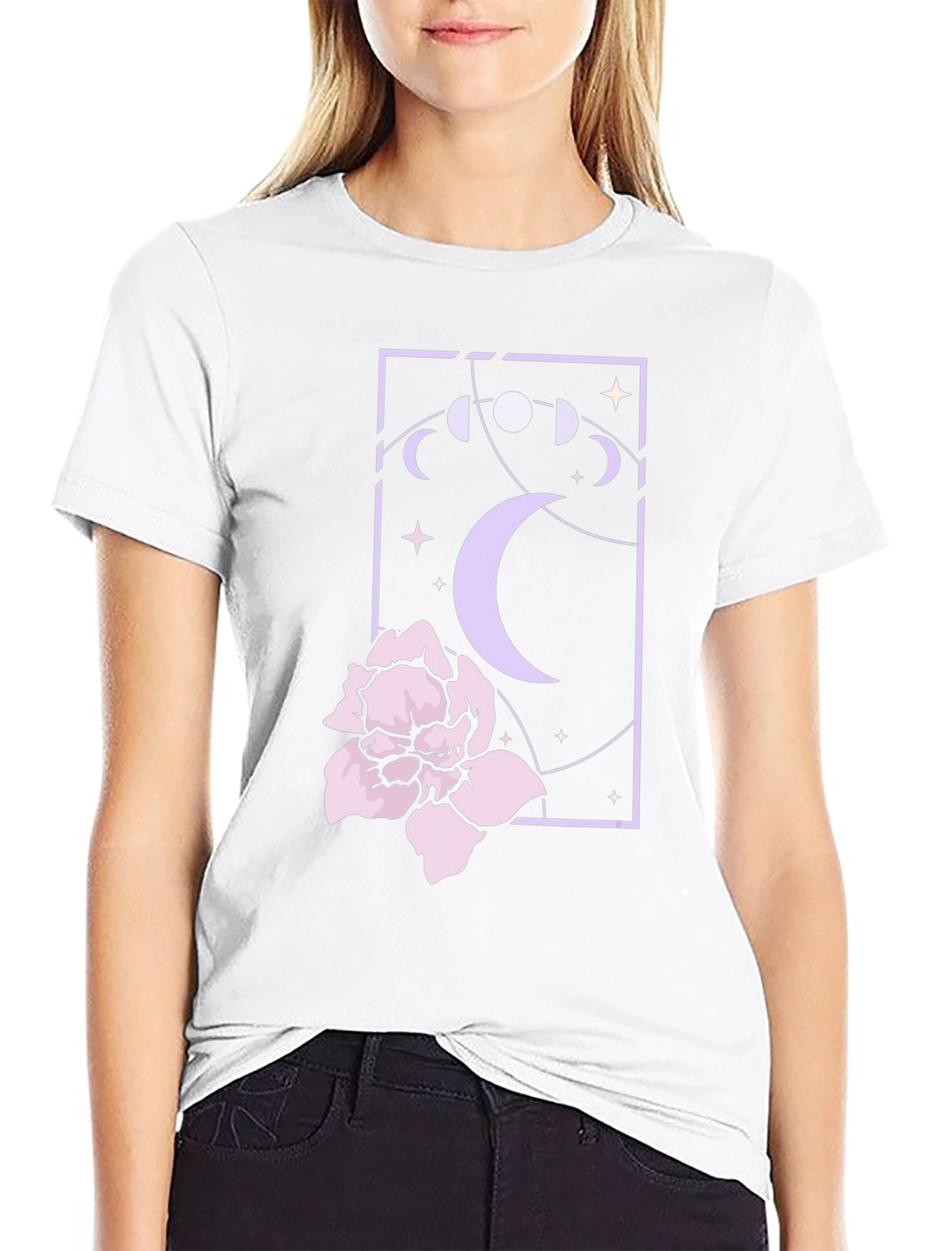 Mystic Moonflower Graphic Tee - Black