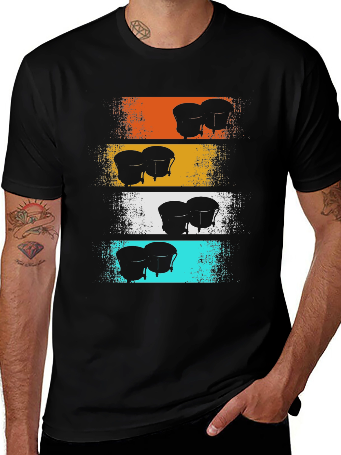 Retro Bongo Drums Graphic Tee - Music Lover Shirt