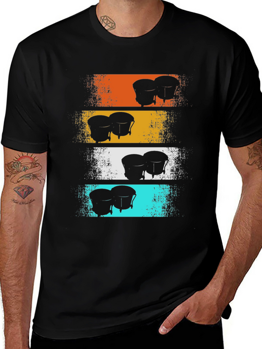 Retro Bongo Drums Graphic Tee - Music Lover Shirt