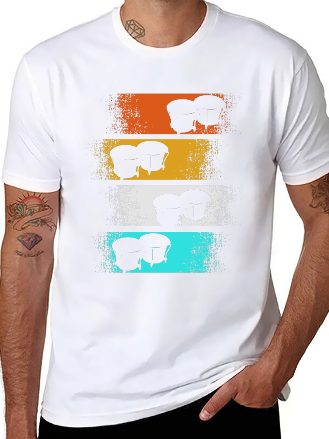 Retro Bongo Drums Graphic Tee - Music Lover Shirt